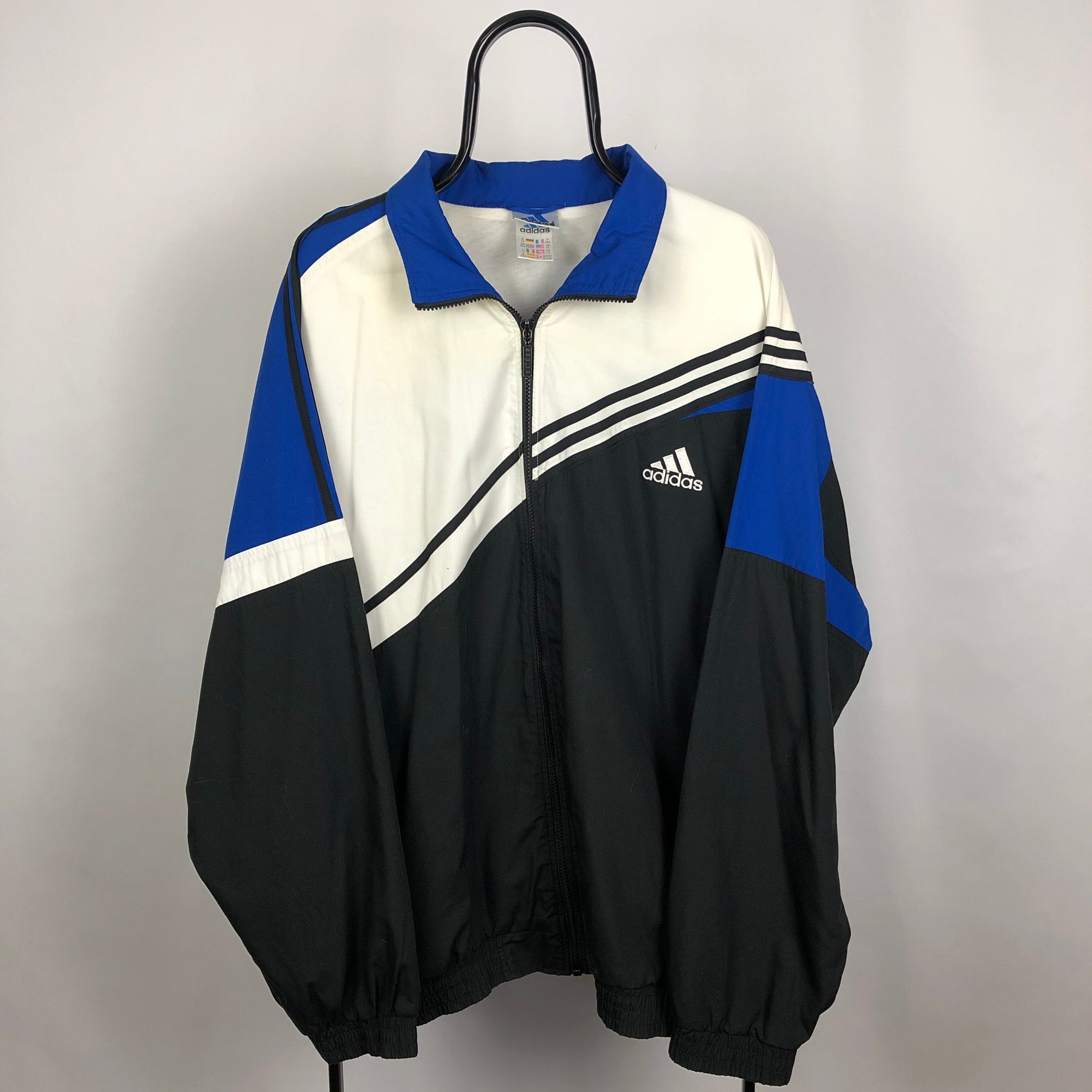 Adidas Track Jacket in Black/White/Blue - Men's XL/Women's XXL