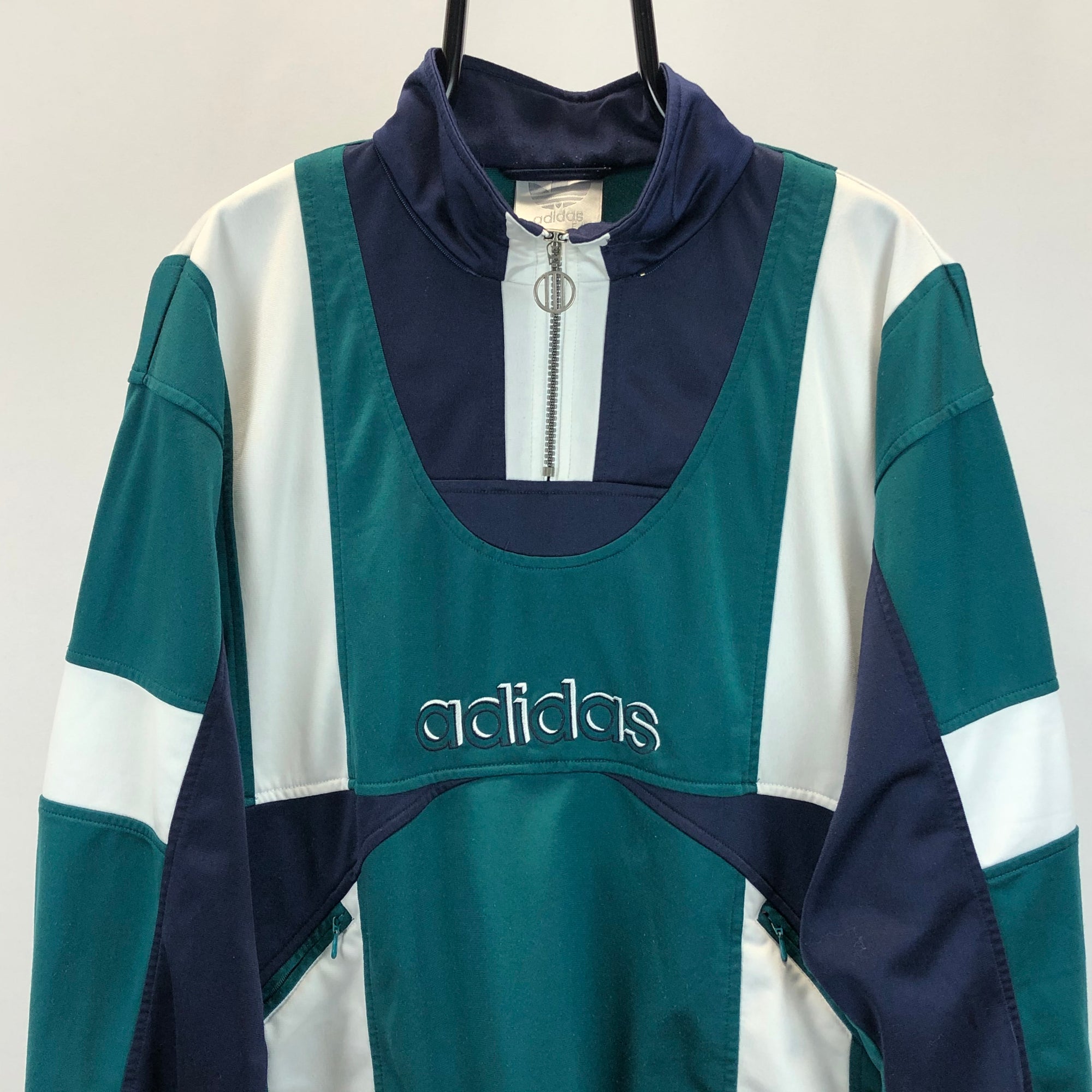 Vintage 90s Adidas Spellout 1/4 Zip Track Jacket - Men's Large/Women's XL