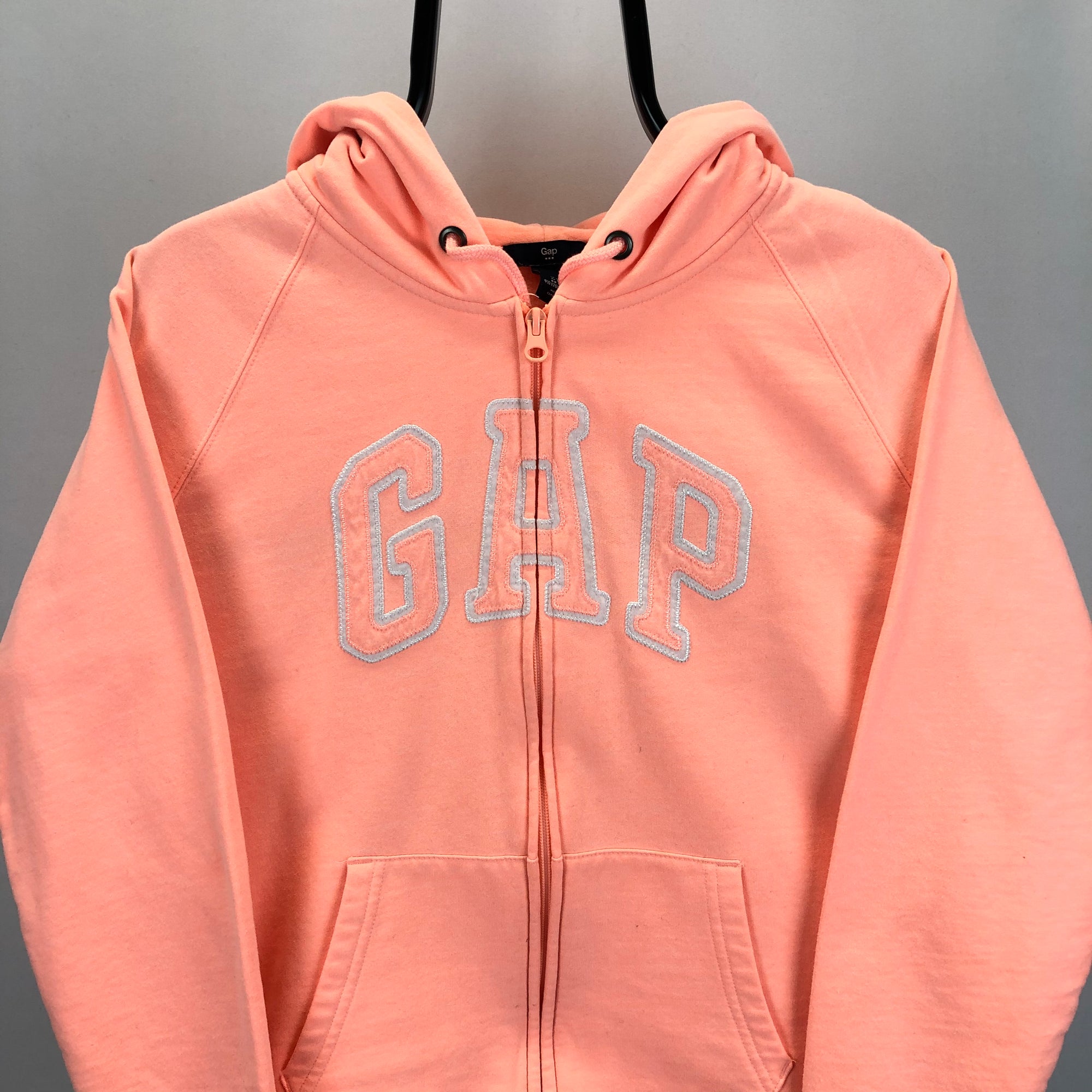 Y2K GAP Zip Up Hoodie in Neon Peach - Men's XS/Women's Small