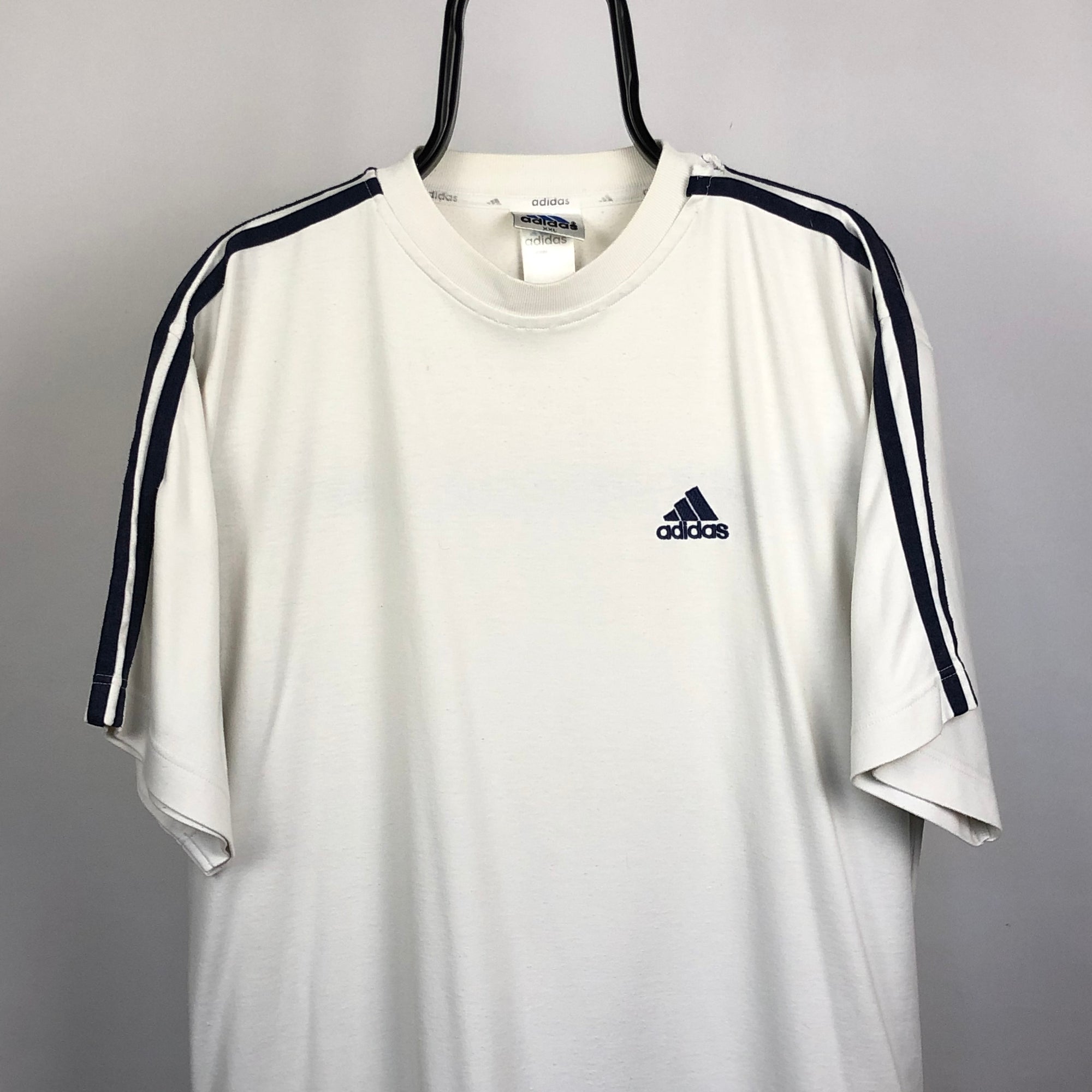 Vintage Adidas Embroidered Small Logo Tee in White - Men's XL/Women's XXL