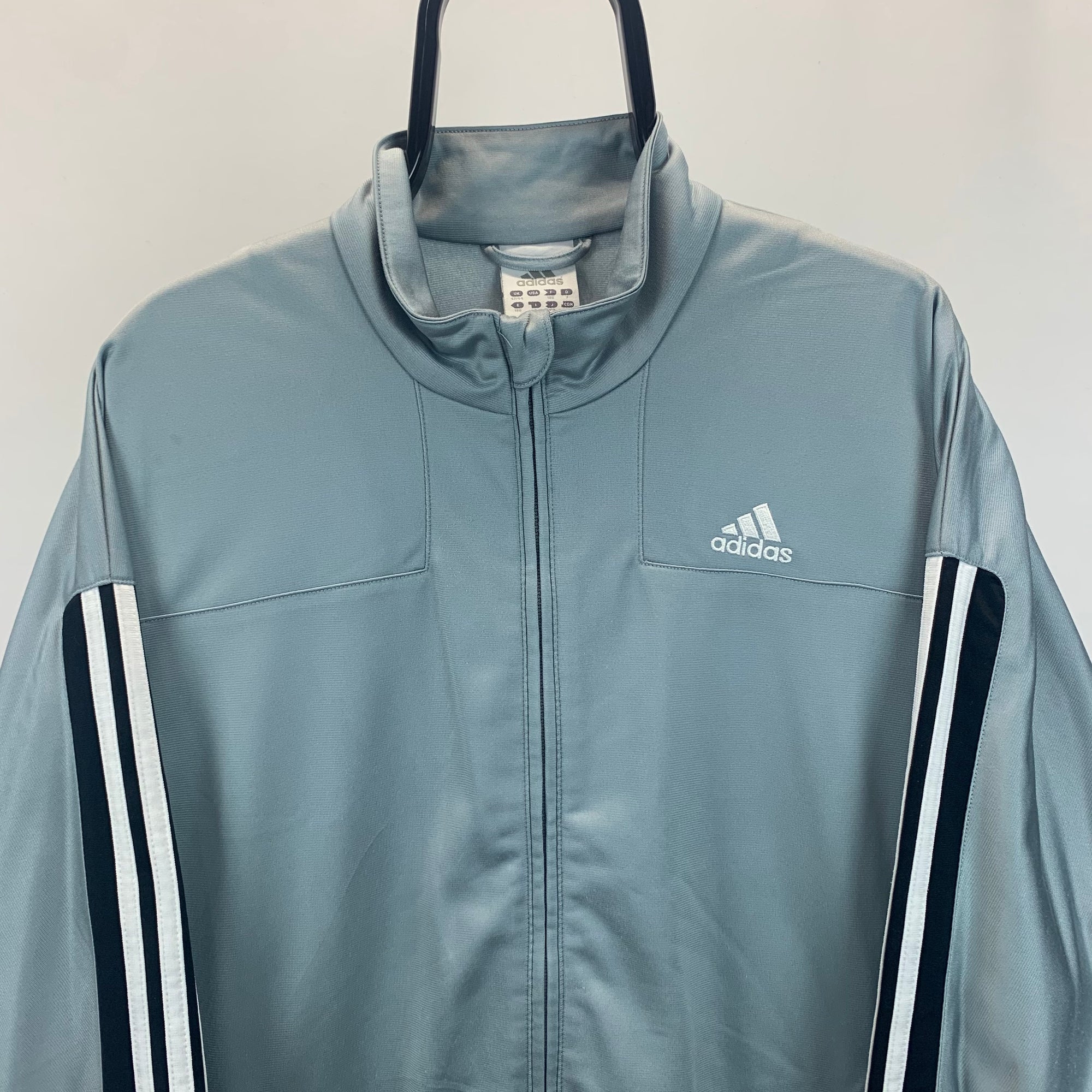 Vintage Adidas Track Jacket in Silver/Black - Men's Medium/Women's XL