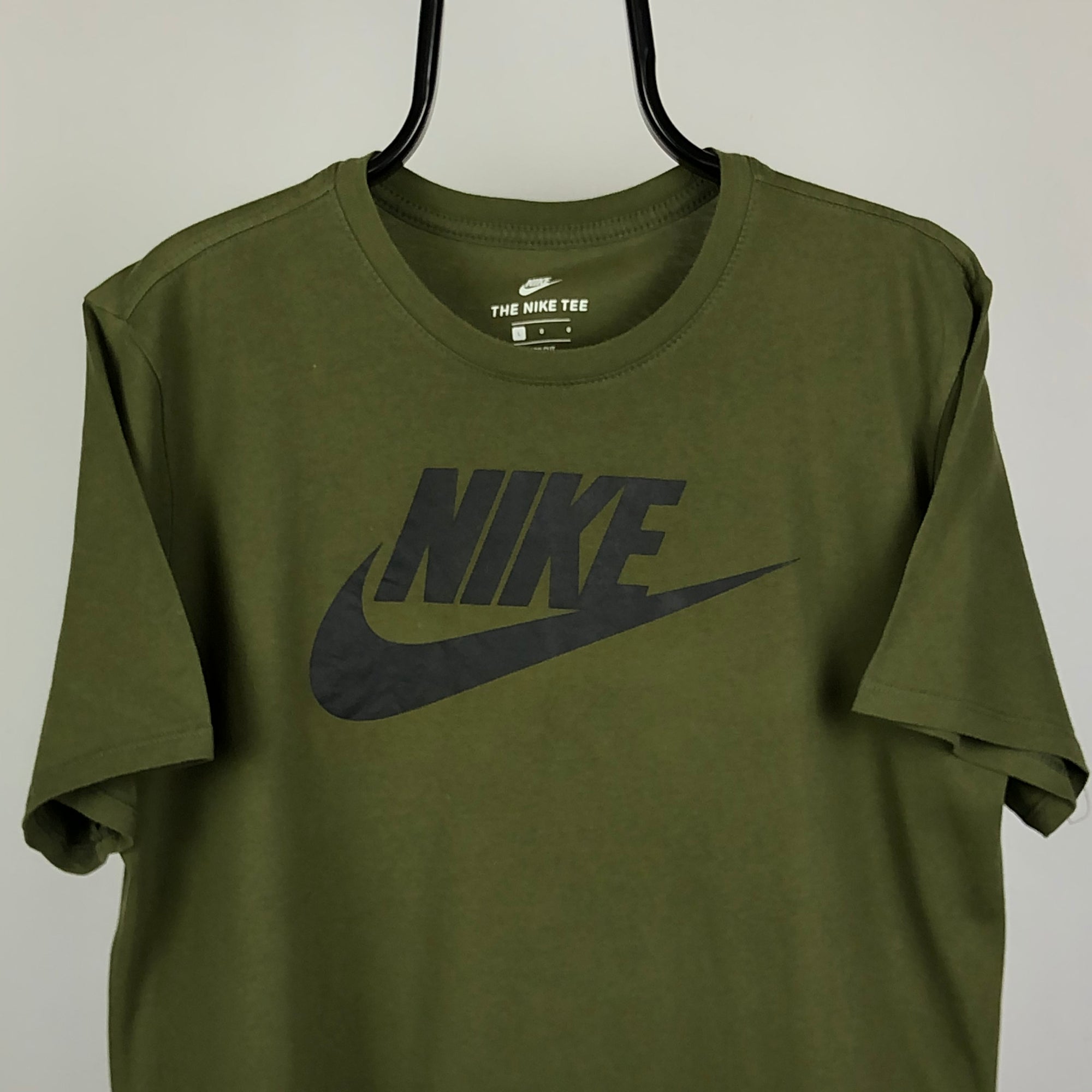 Nike Air Spellout Print Tee in Army Green - Men's Large/Women's XL