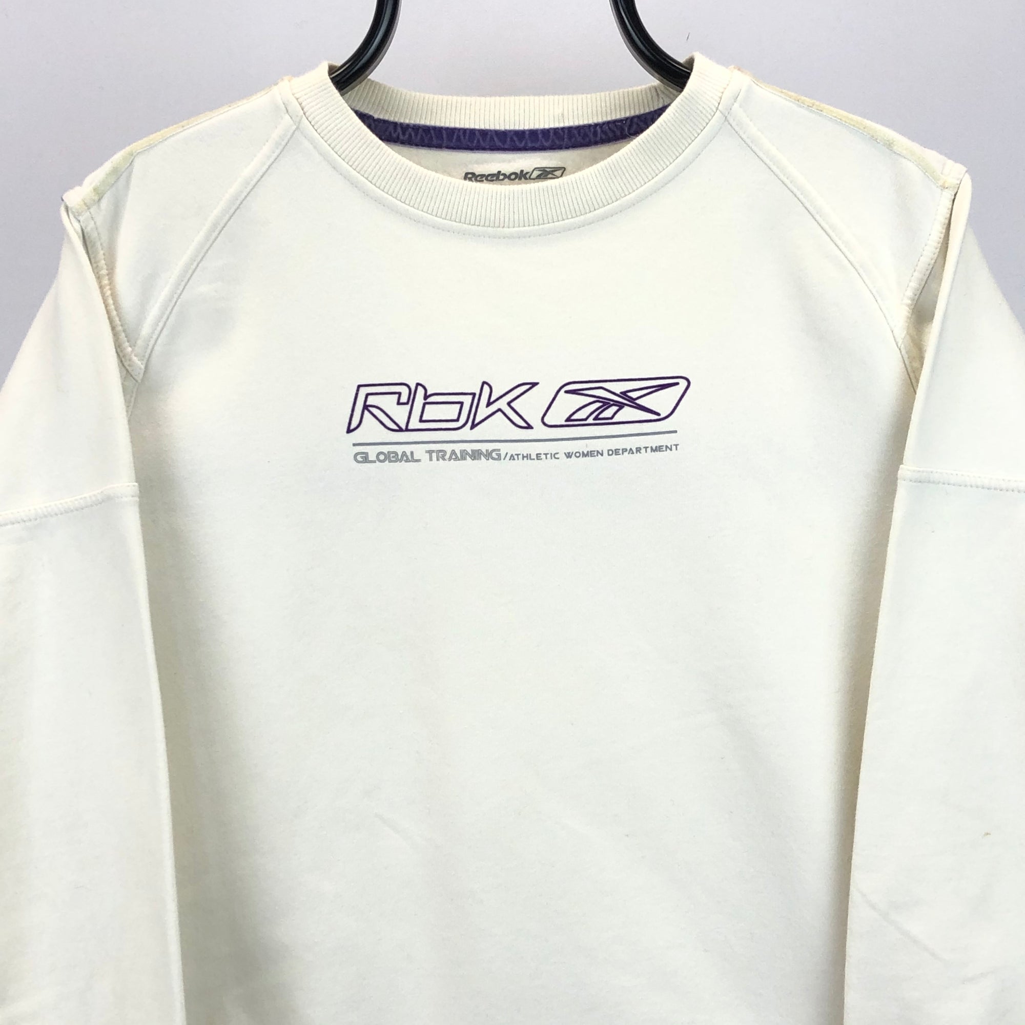Reebok Spellout Sweatshirt in Cream/Purple - Men's XS/Women's Small