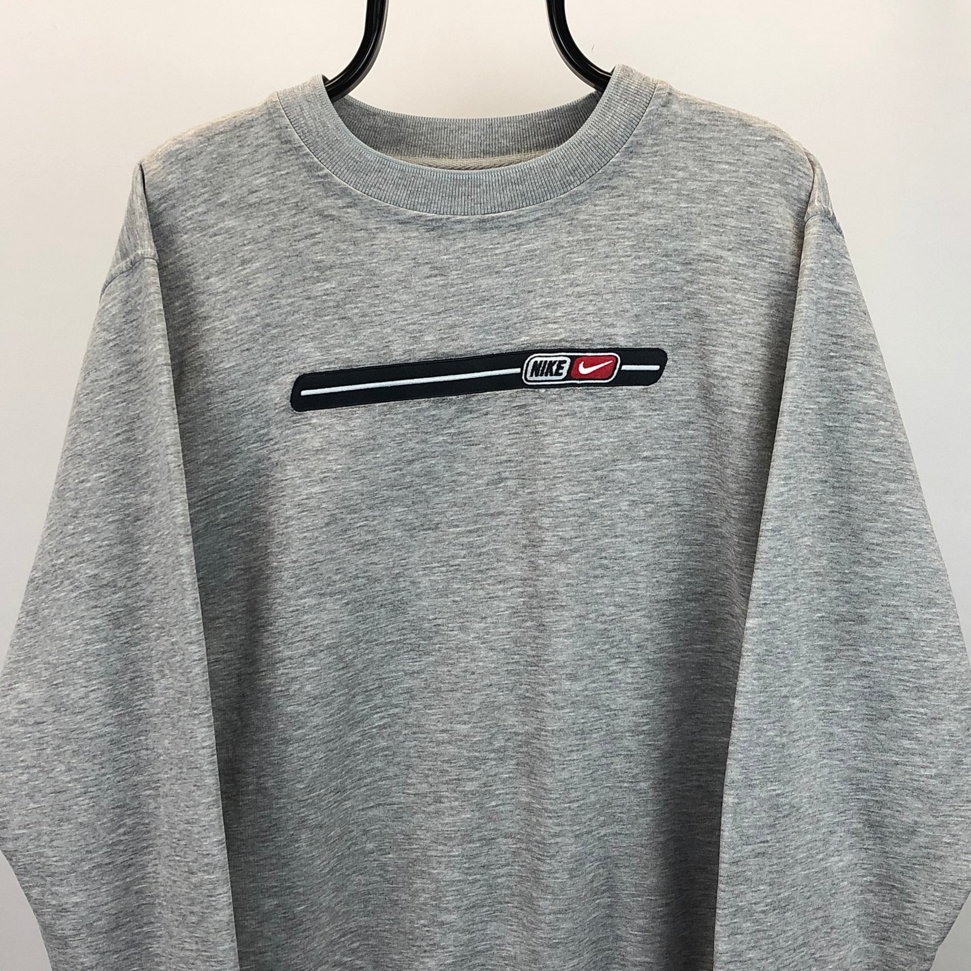 Vintage Nike Small Spellout Sweatshirt in Grey - Men's Medium/Women's Large