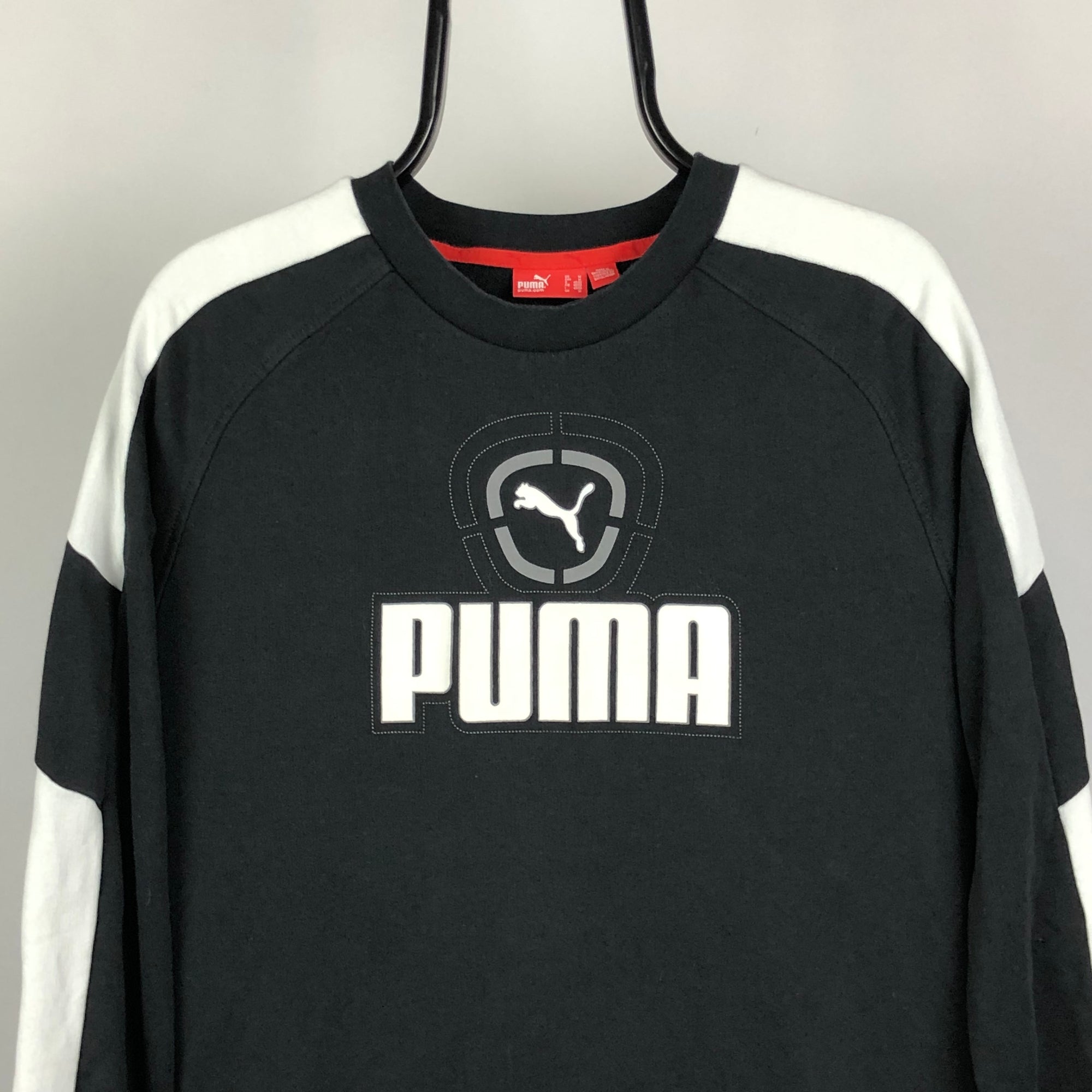 Puma Printed Spellout Sweatshirt in Black/White - Men's Medium/Women's Large