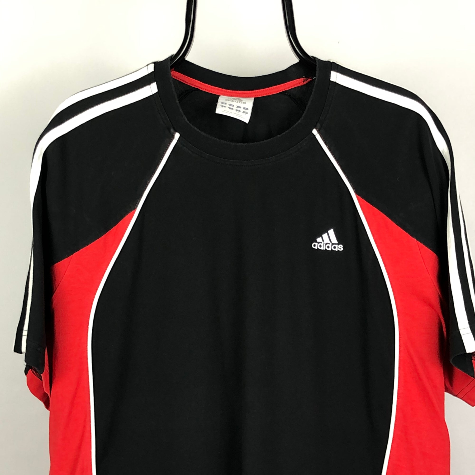 Vintage Adidas Embroidered Small Logo Tee in Black/Red/White - Men's Large/Women's XL