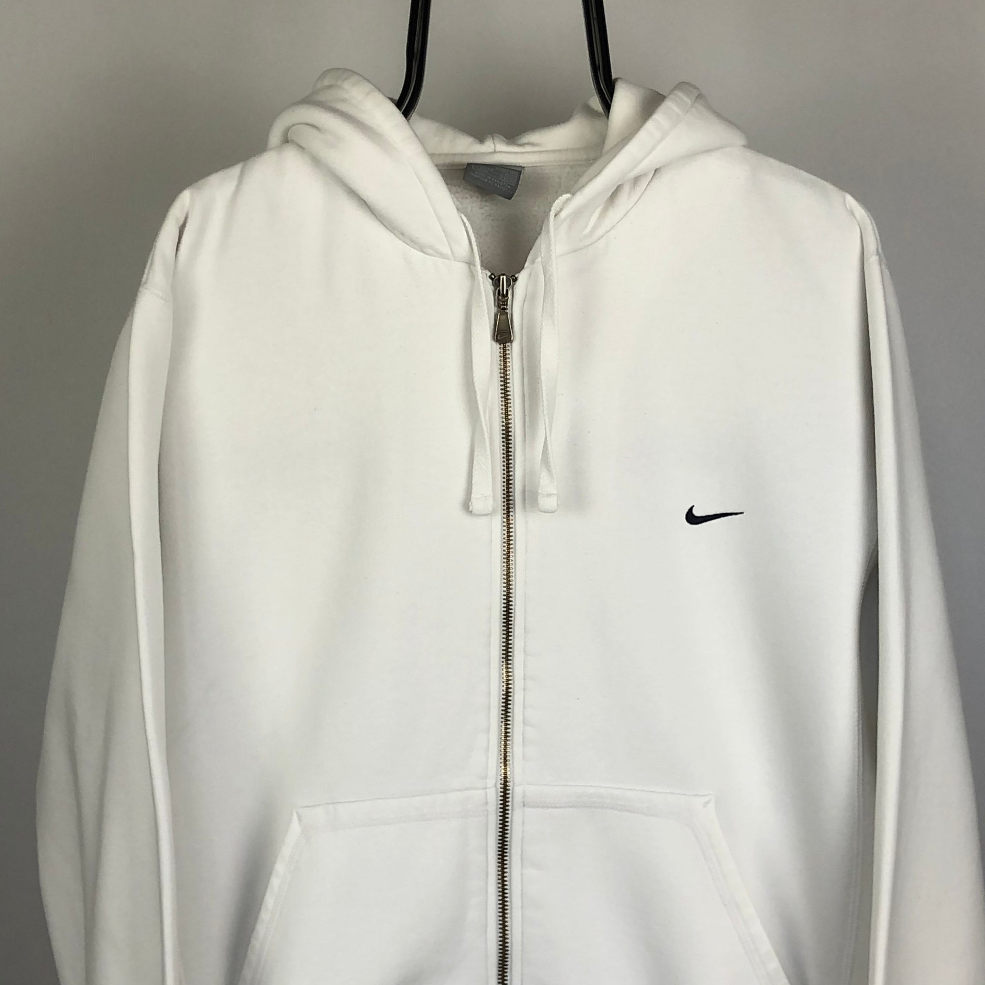 Nike Embroidered Small Swoosh Jacket in White - Men's Large/Women's XL