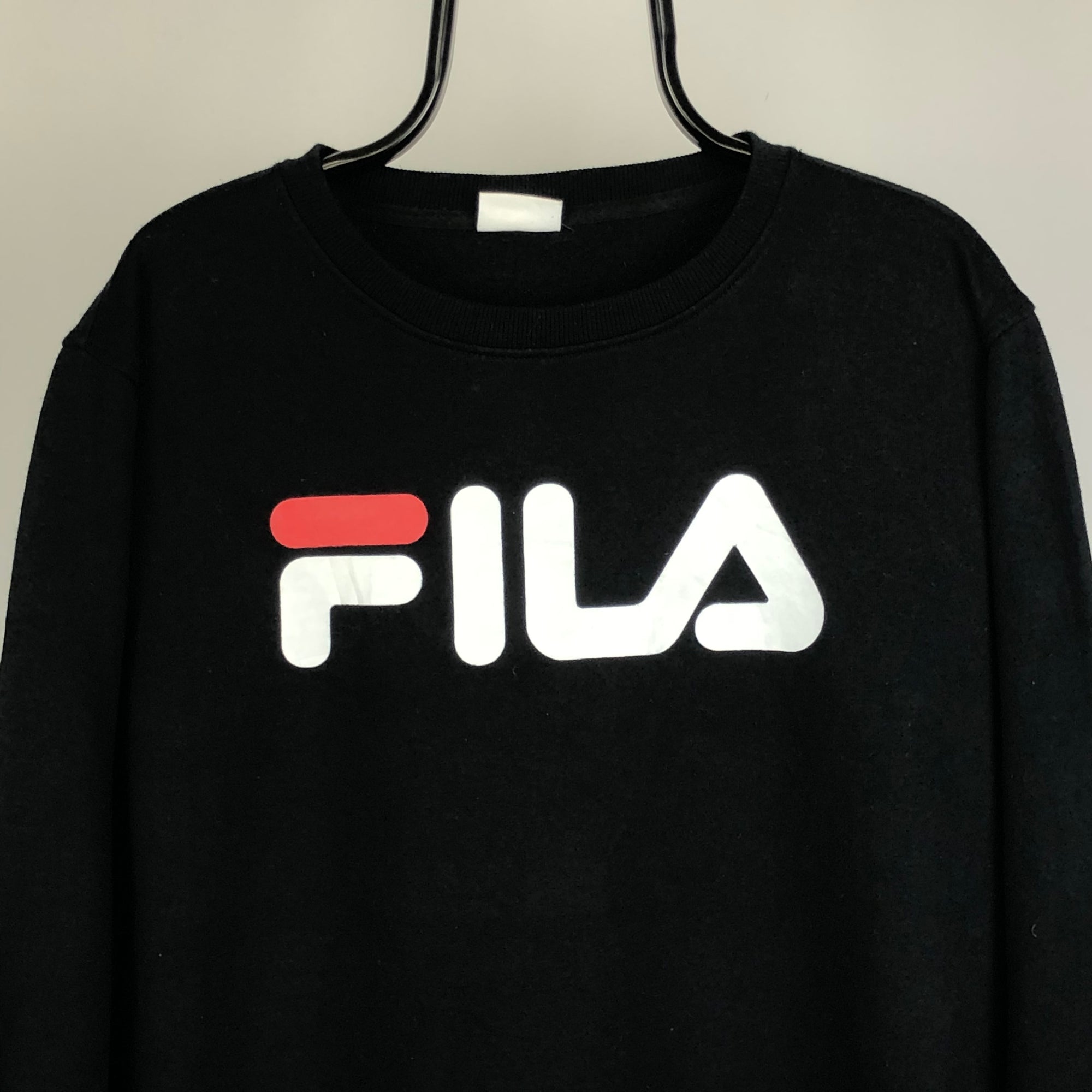 Fila Printed Spellout Sweatshirt in Black - Men's Large/Women's XL