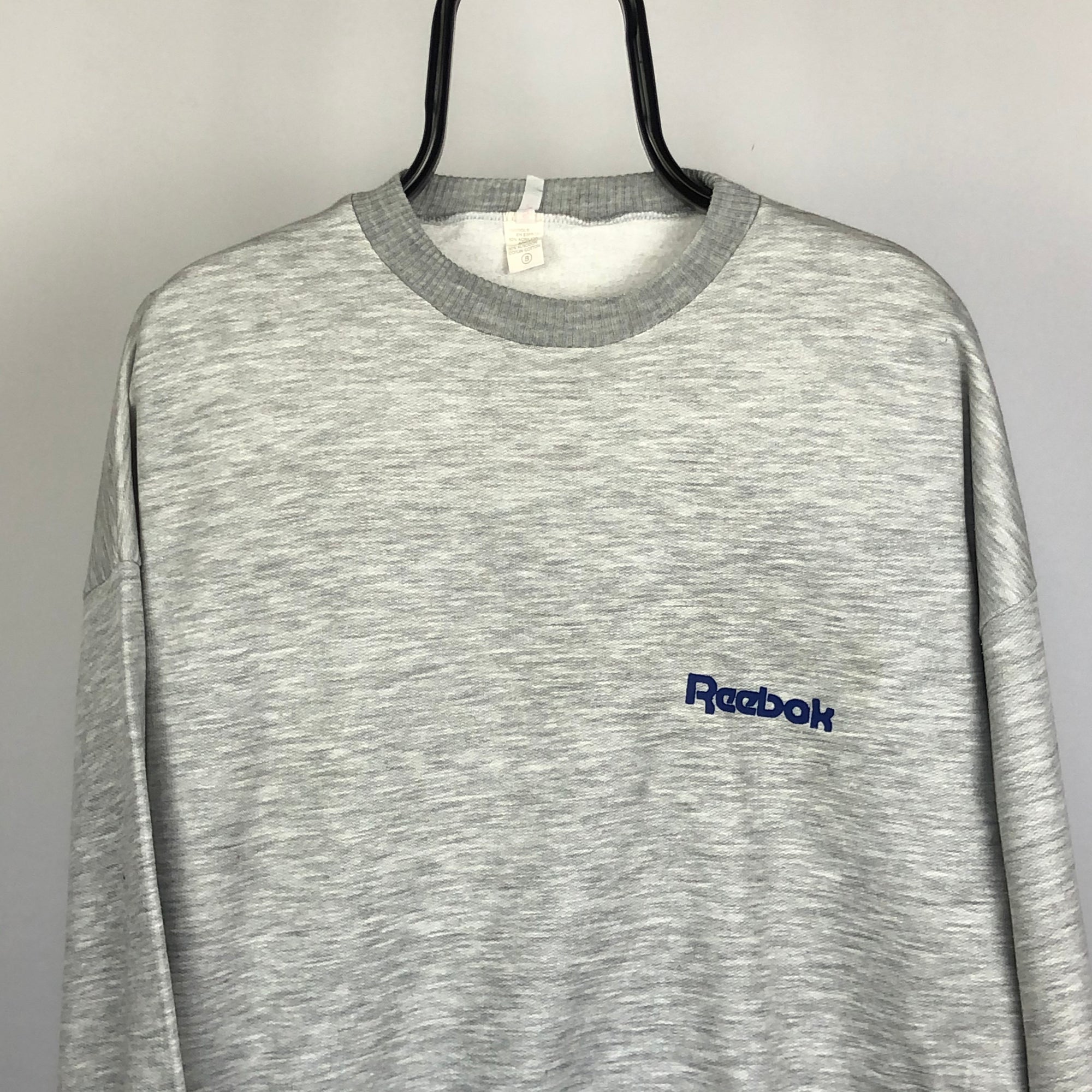 Vintage Reebok Small Spellout Sweatshirt in Grey - Men's Medium/Women's Large
