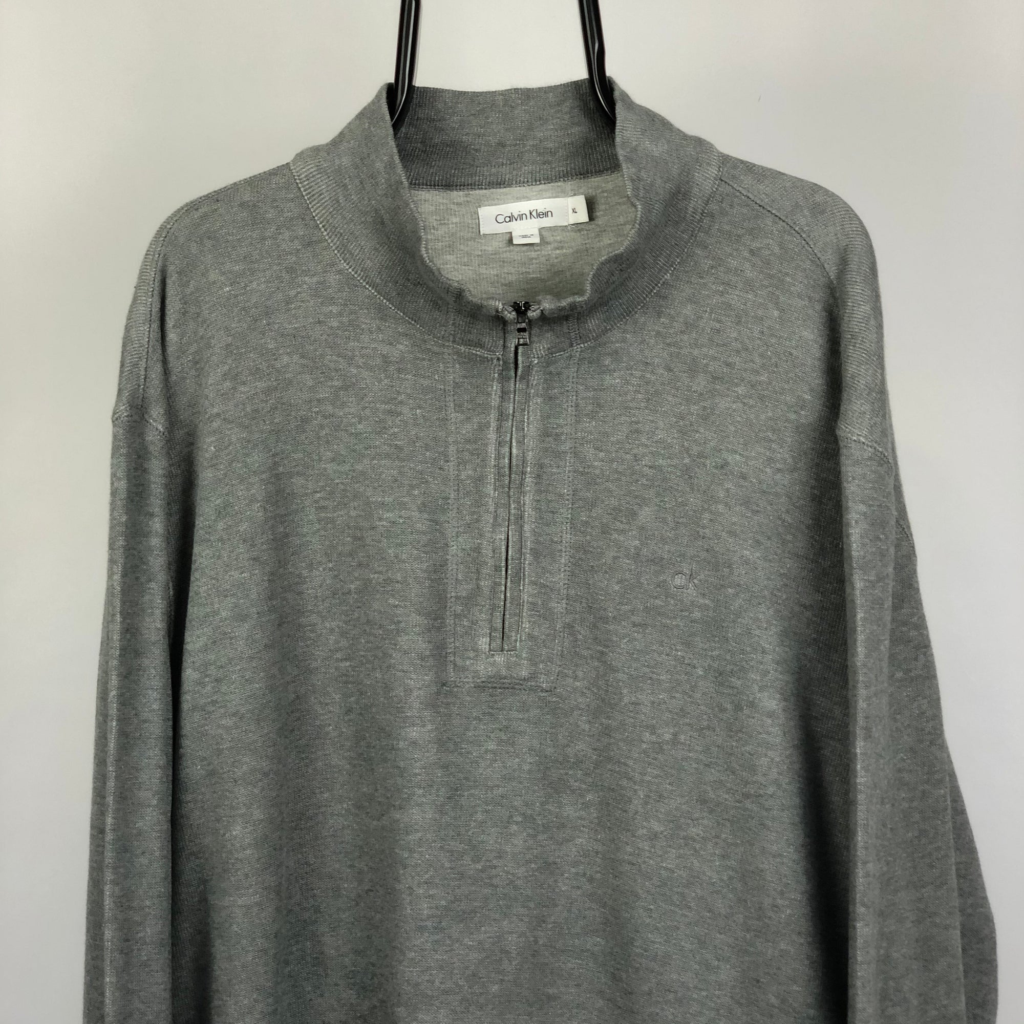 Calvin Klein 1/4 Zip Sweatshirt in Grey - Men's XL/Women's XXL