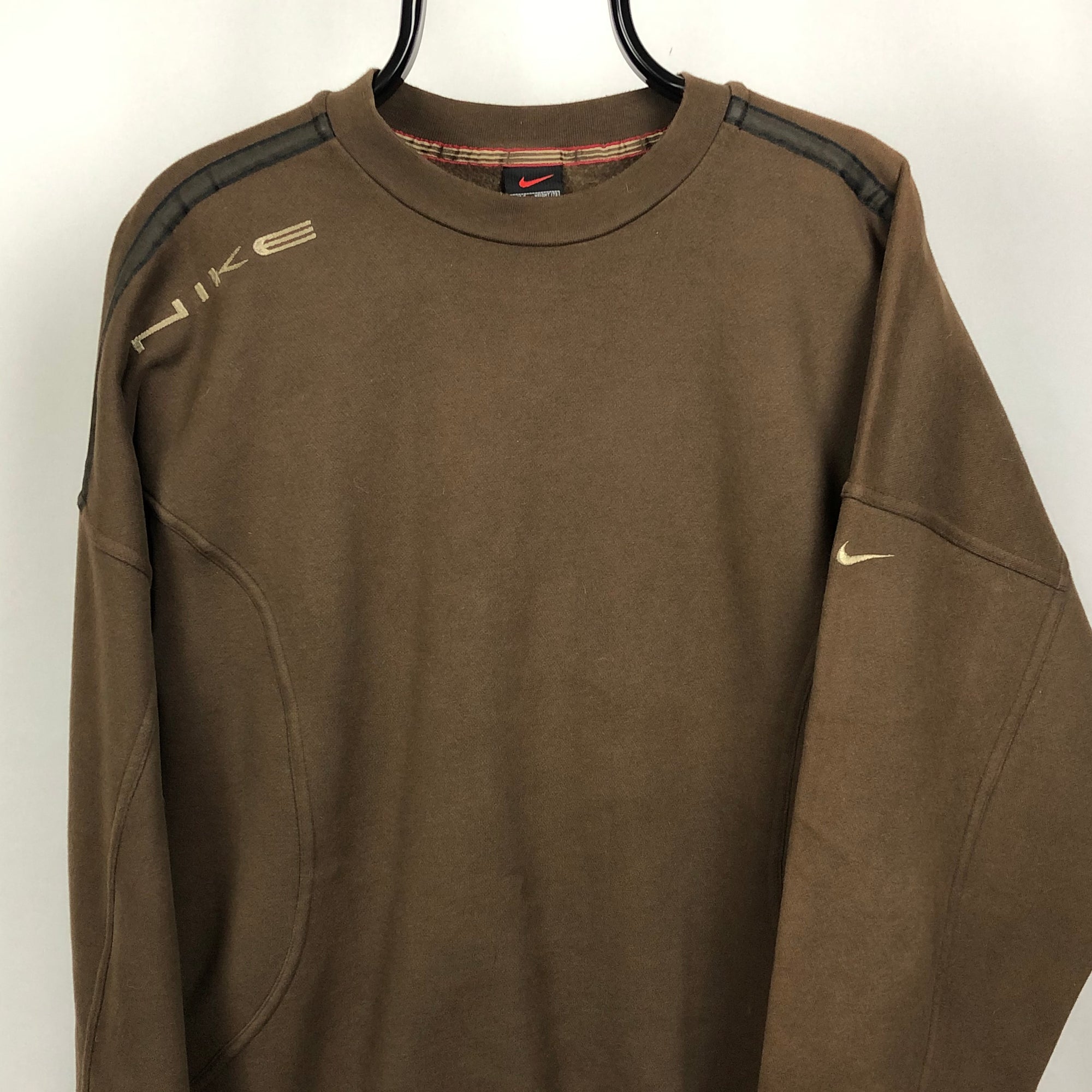 Vintage Nike Spellout Sweatshirt in Brown - Men's Medium/Women's Large