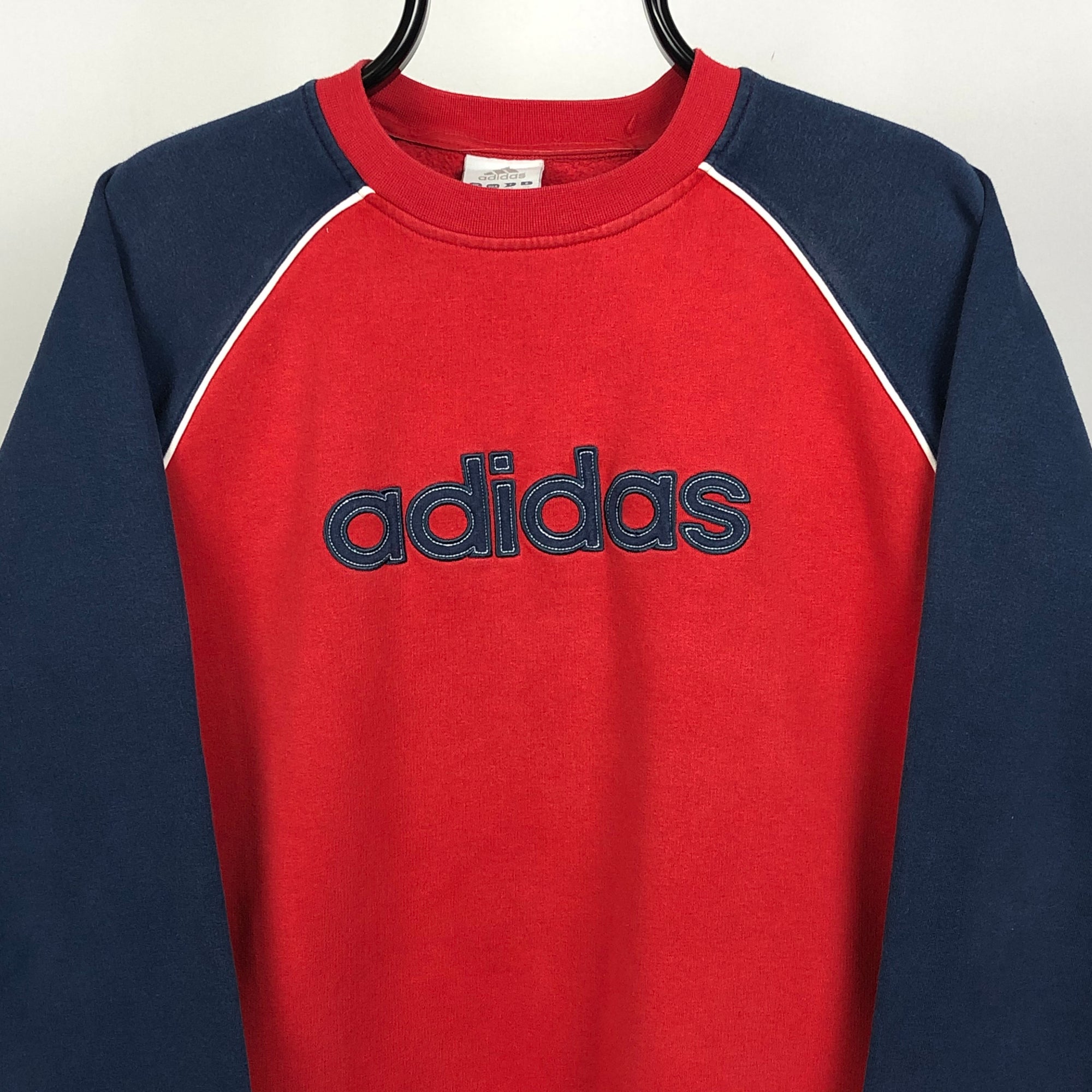 Vintage Adidas Spellout Sweatshirt in Red/Navy - Men's Medium/Women's Large
