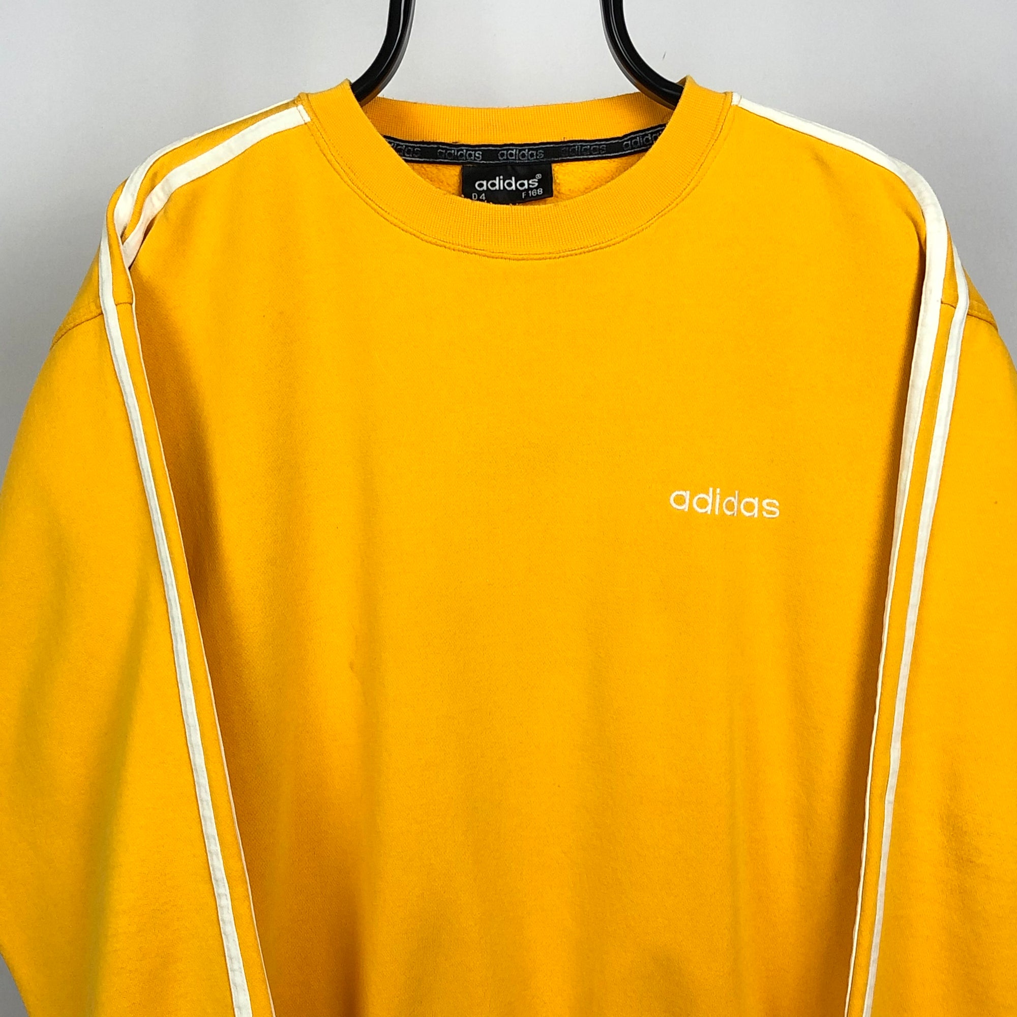 Vintage Adidas Spellout Sweatshirt in Yellow - Men's Medium/Women's Large