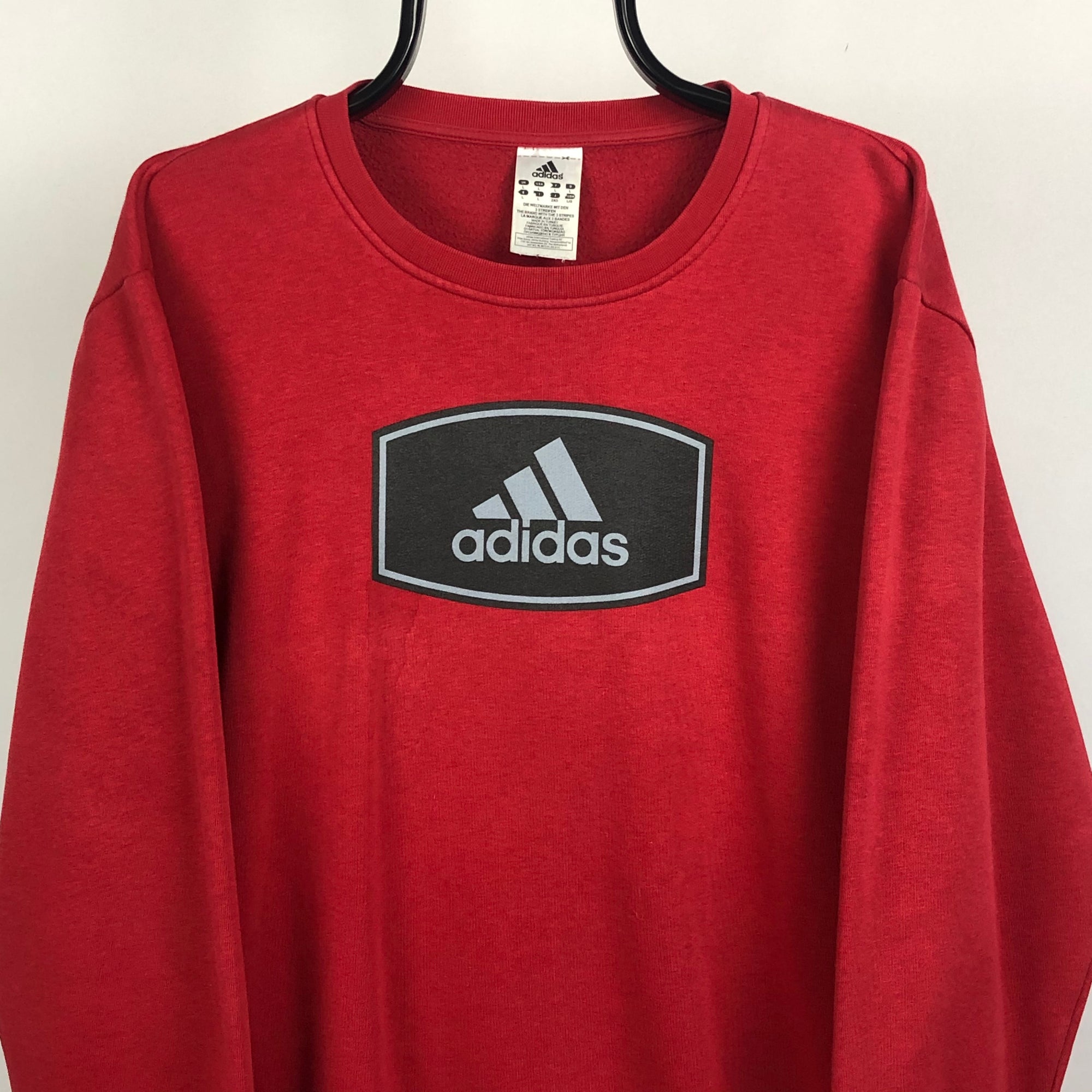 Vintage Adidas Spellout Sweatshirt in Red - Men's Large/Women's XL