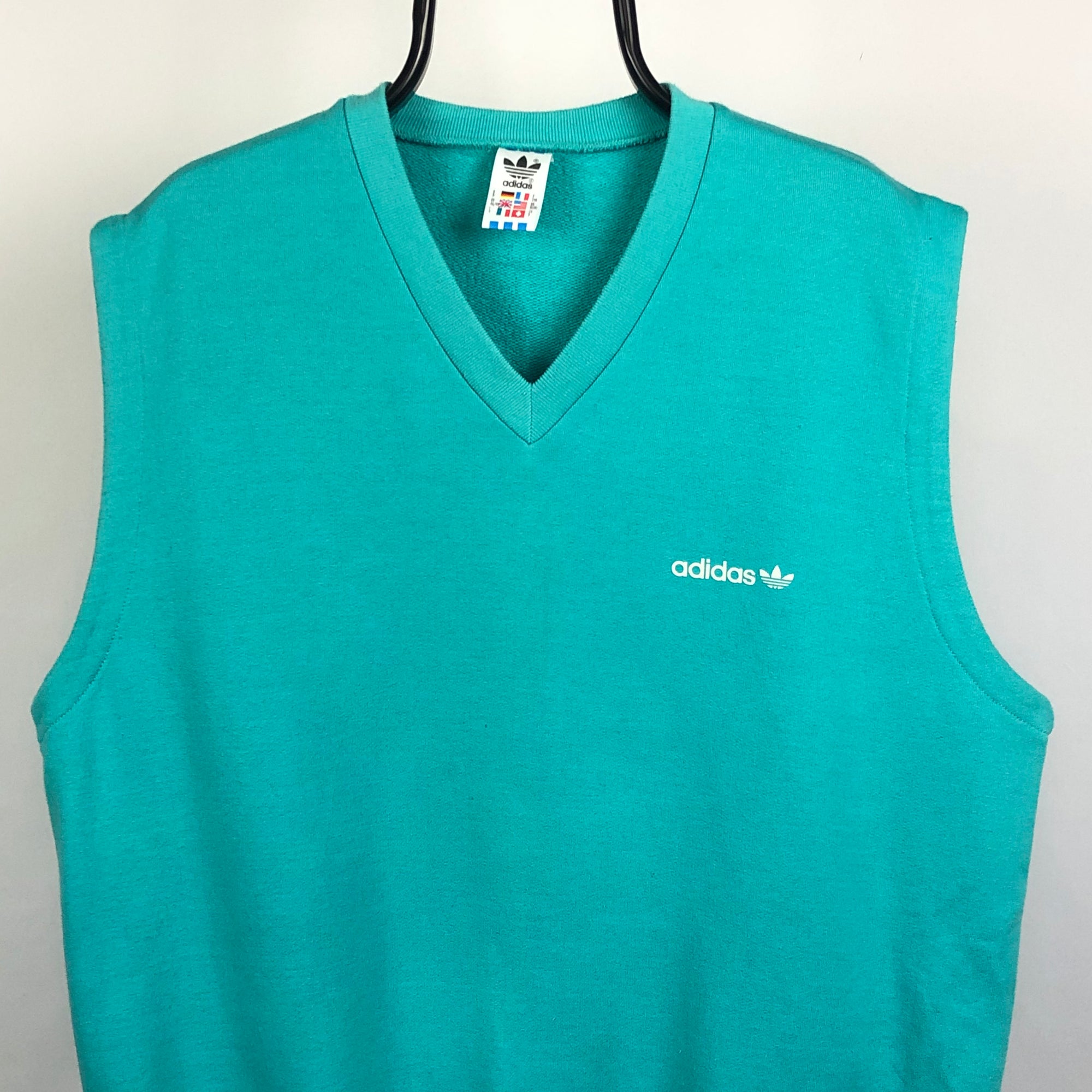 Vintage Adidas Turquoise Sweatshirt Vest - Men's Large/Women's XL