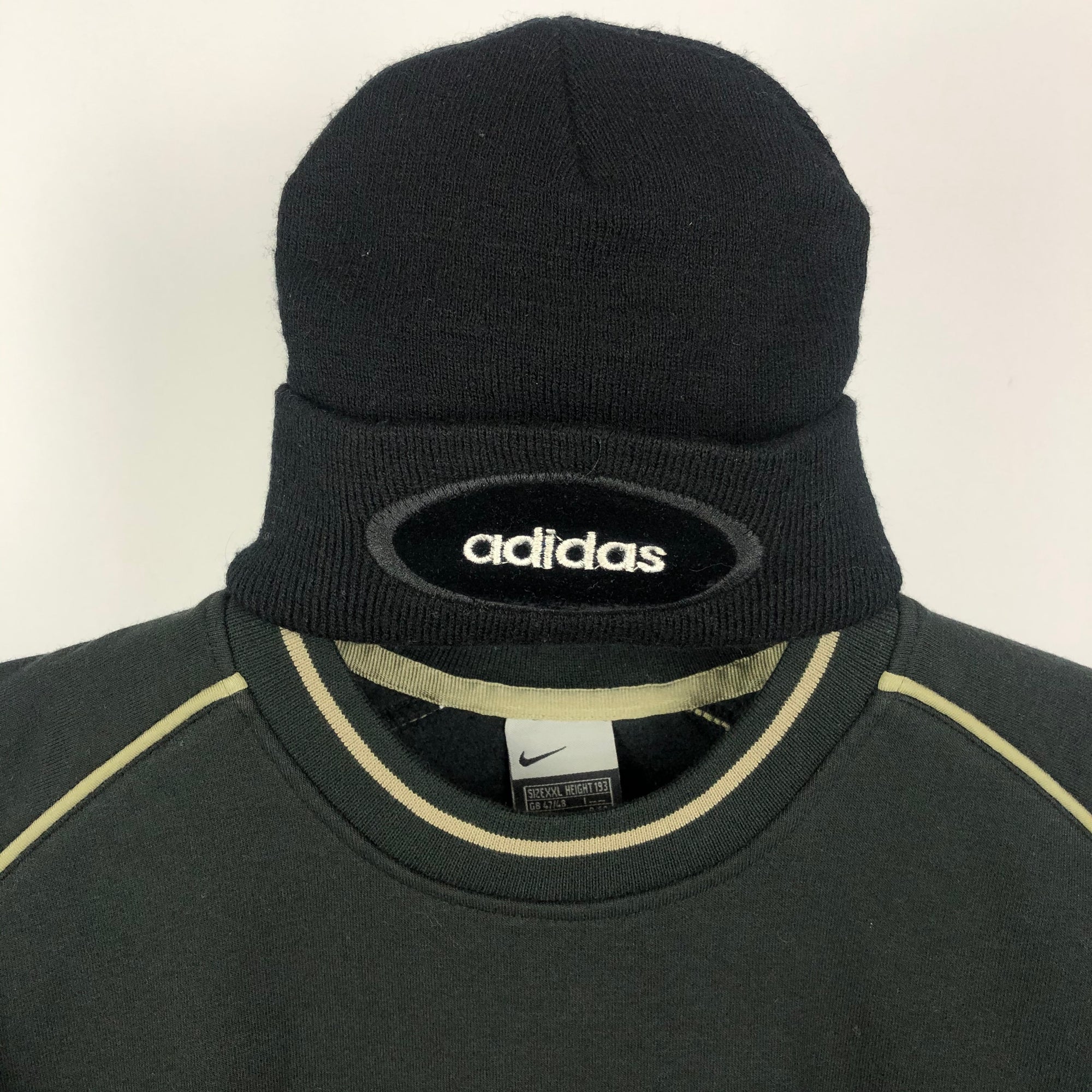 Vintage Adidas Spellout Beanie Hat in Black