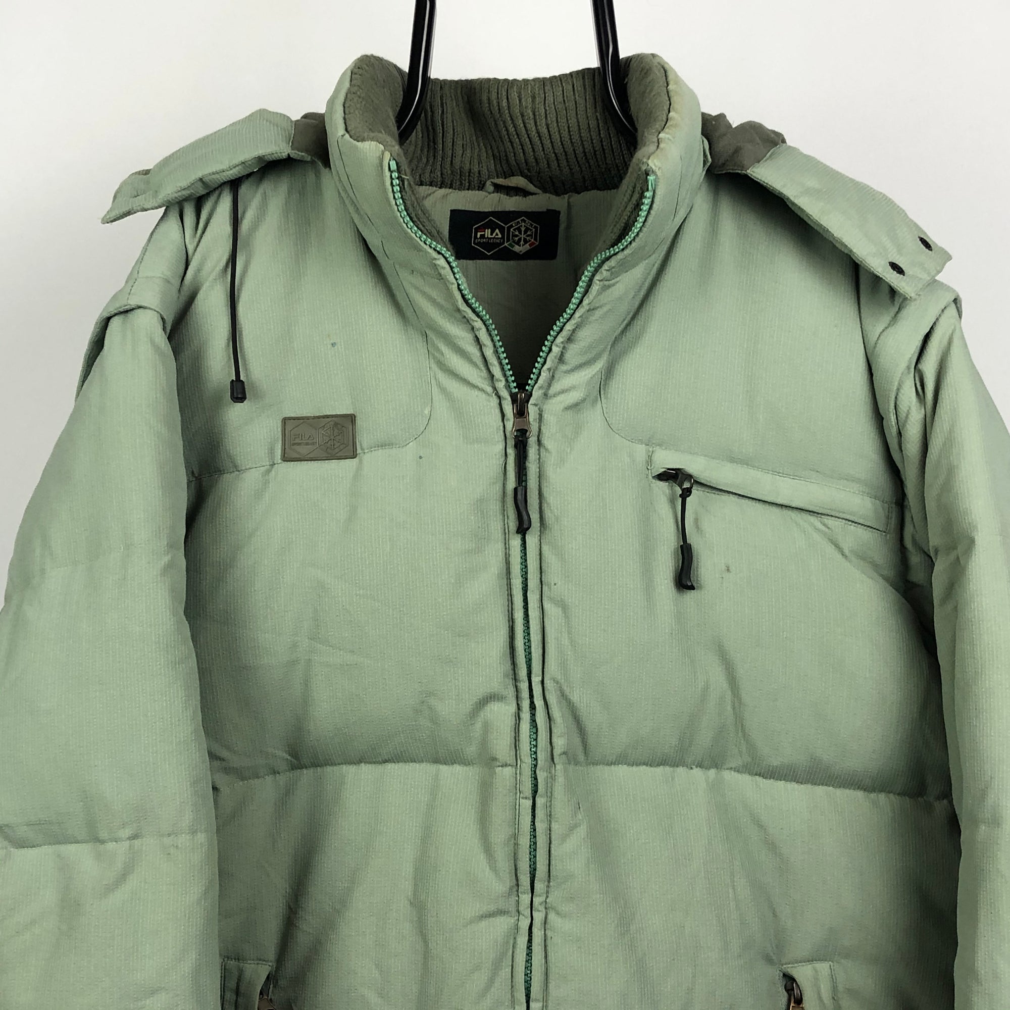 Fila Down Puffer Jacket/Gilet 2-in-1 in Jade Green - Men's Large/Women's XL
