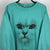 Vintage 'Cat' Print Sweatshirt in Turquoise - Men's Large/Women's XL