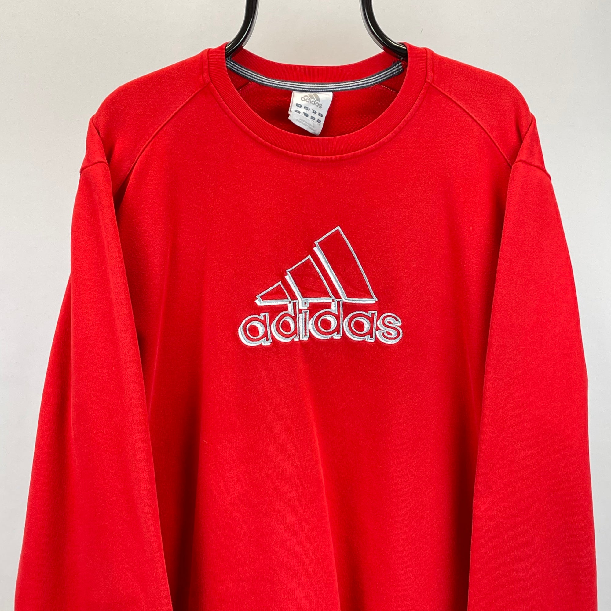 Vintage Adidas Spellout Sweatshirt in Red - Men's Medium/Women's Large