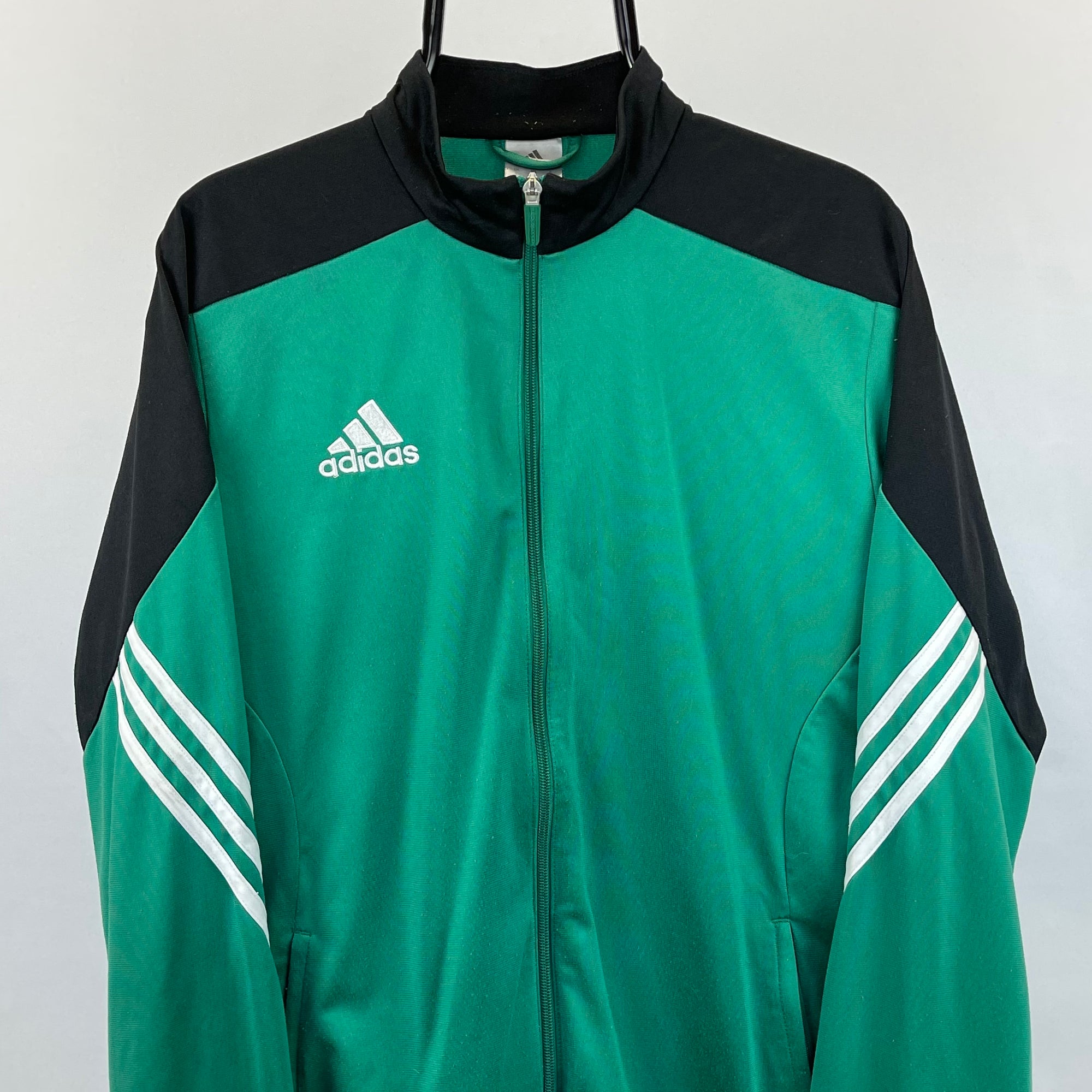 VINTAGE ADIDAS TRACK JACKET IN GREEN & BLACK - MEN'S LARGE/WOMEN'S XL