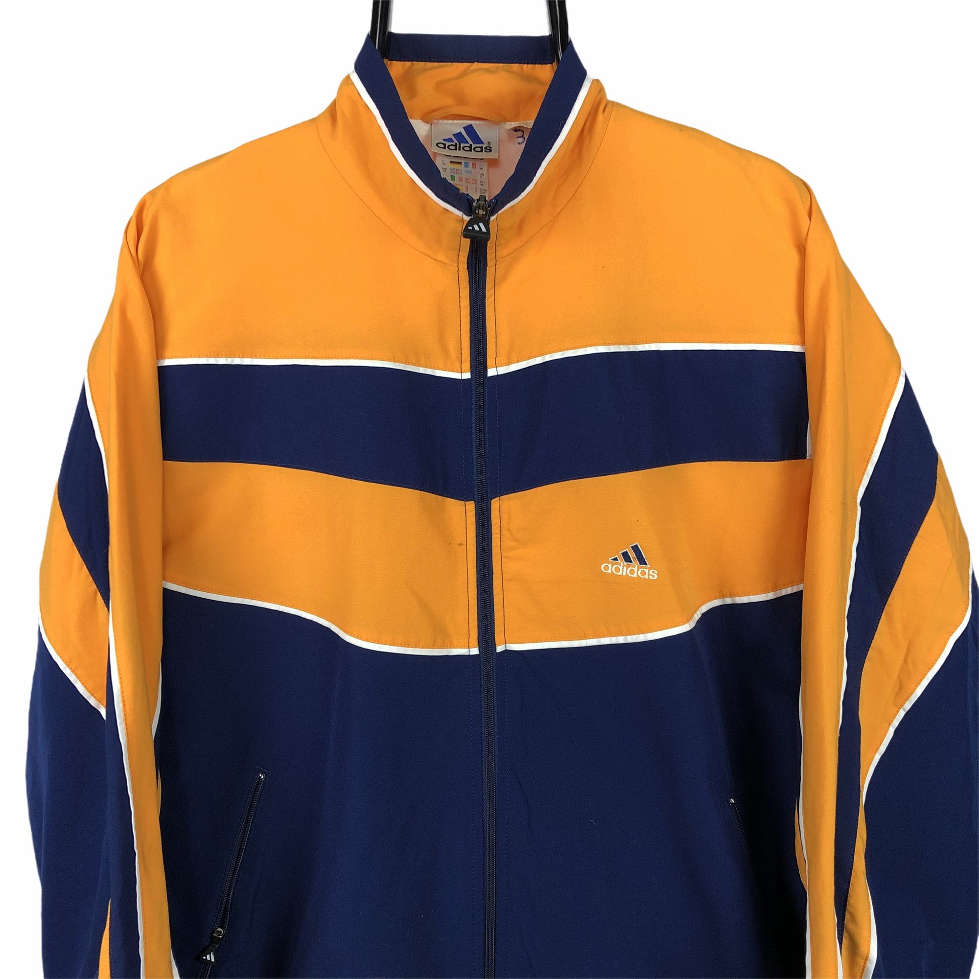 Vintage 90s Adidas Track Jacket in Navy/Yellow - Men's Medium/Women's Large