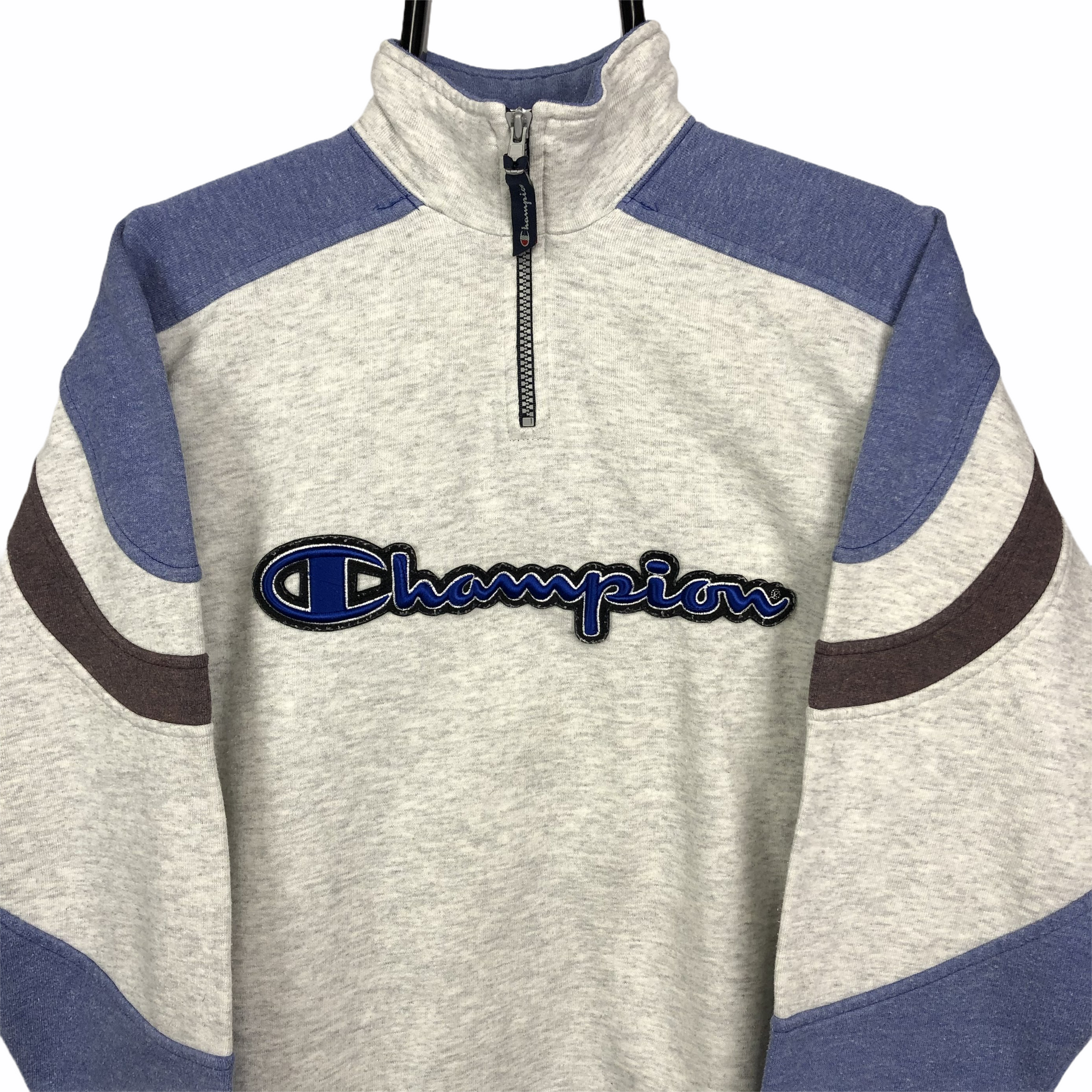Vintage Champion Spellout 1/4 Zip Sweatshirt - Men's Medium/Women's Large