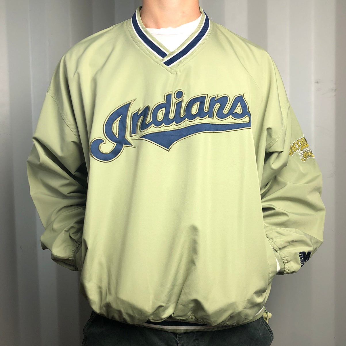 Vintage Cleveland Indians Starter Nylon Sweatshirt - Large