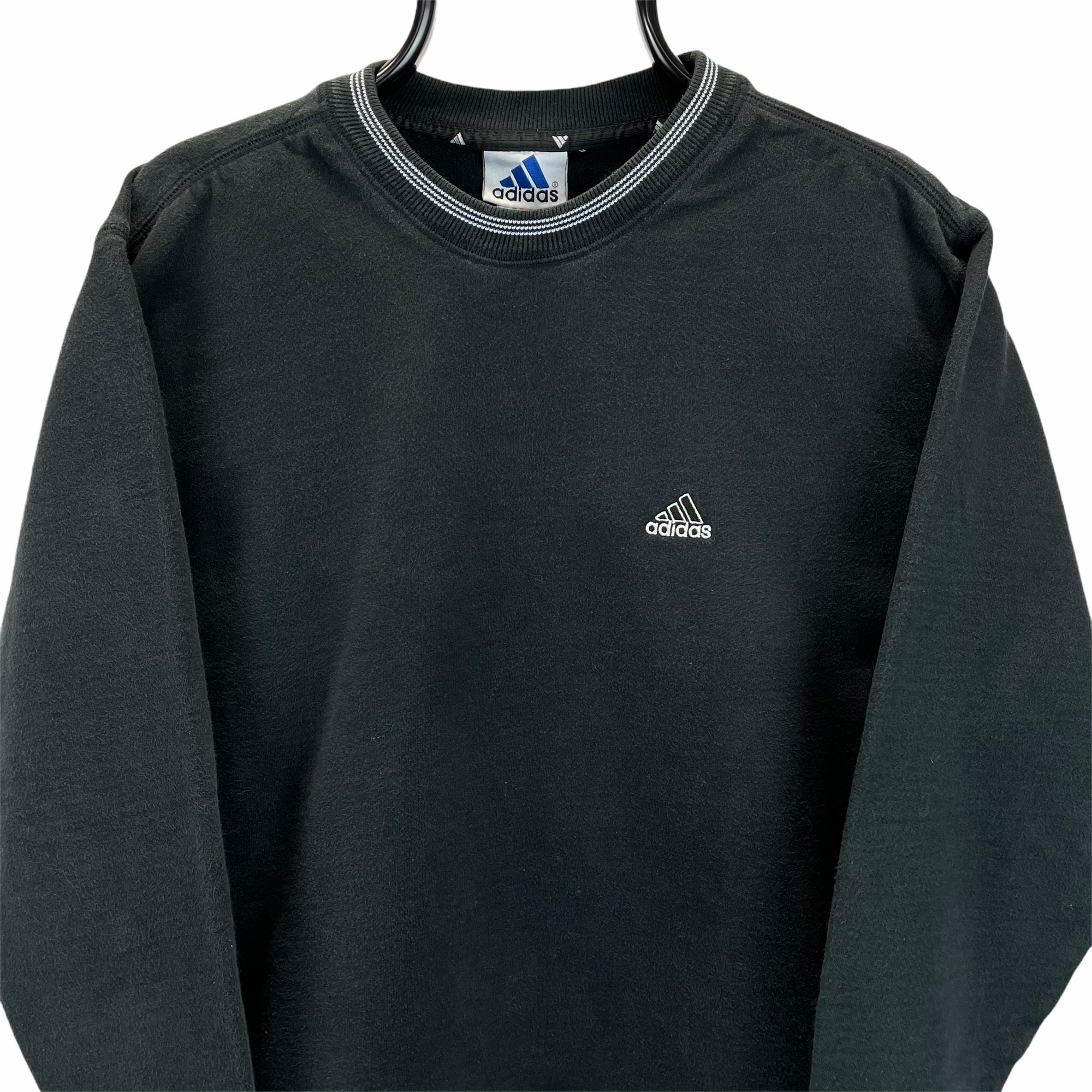 Vintage 90s Adidas Embroidered Small Logo Sweatshirt in Black - Men's Small/Women's Medium