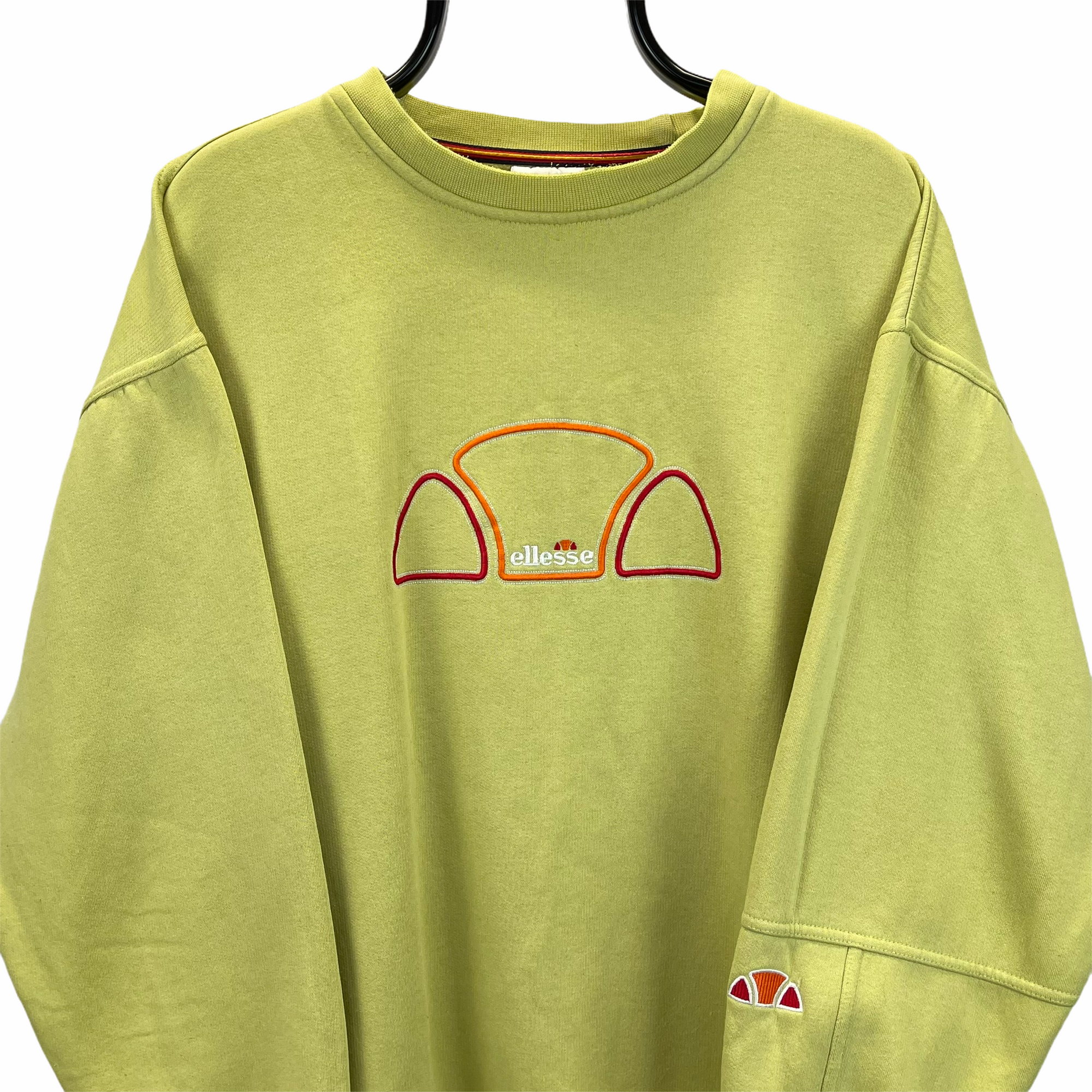 Vintage 90s Ellesse Spellout Sweatshirt in Yellow - Men's Large/Women's XL