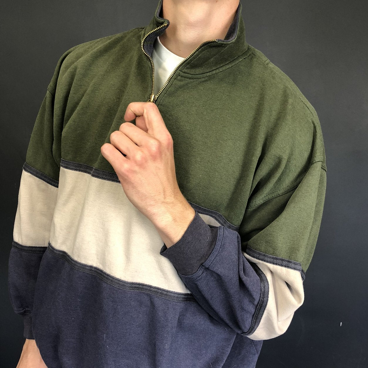 Vintage 1/4 Zip Sweatshirt - Large - Vintique Clothing