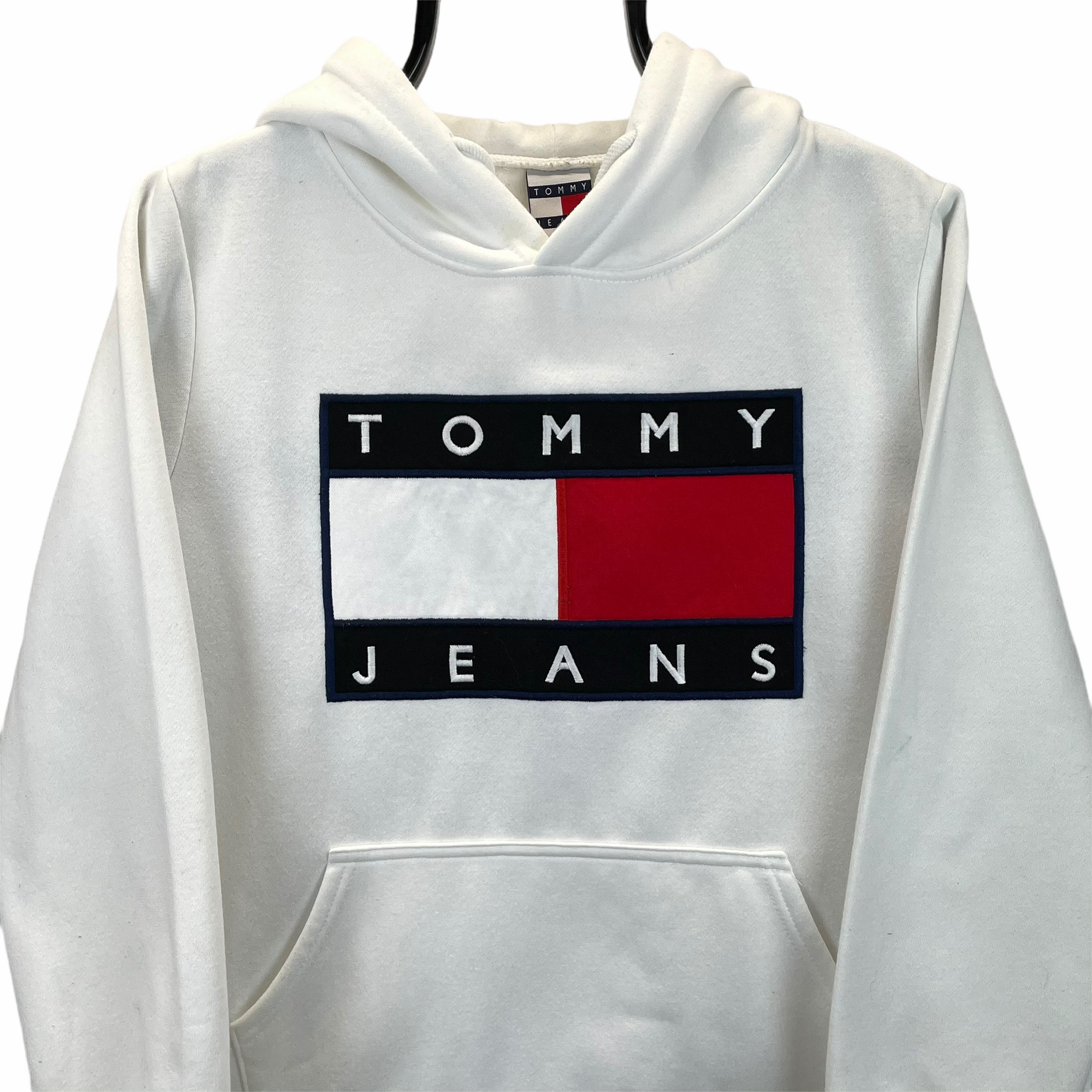 Vintage Tommy Jeans Hoodie in White - Men's Small/Women's Medium