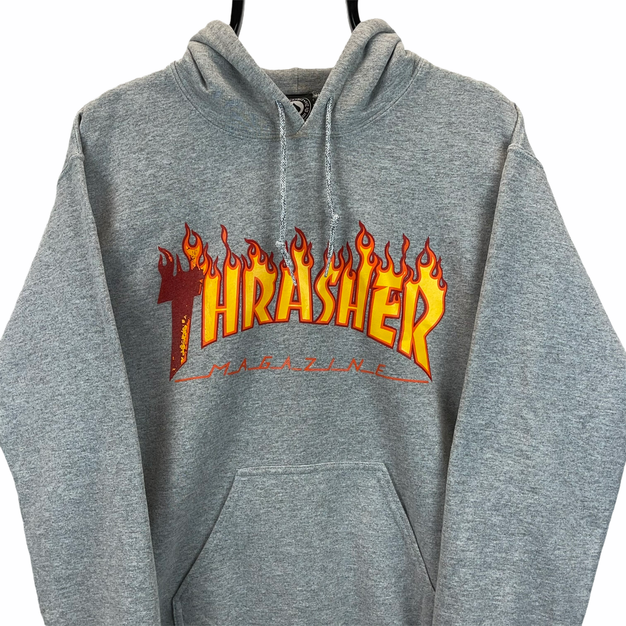 Thrasher Flames Hoodie in Grey - Men's Small/Women's Medium