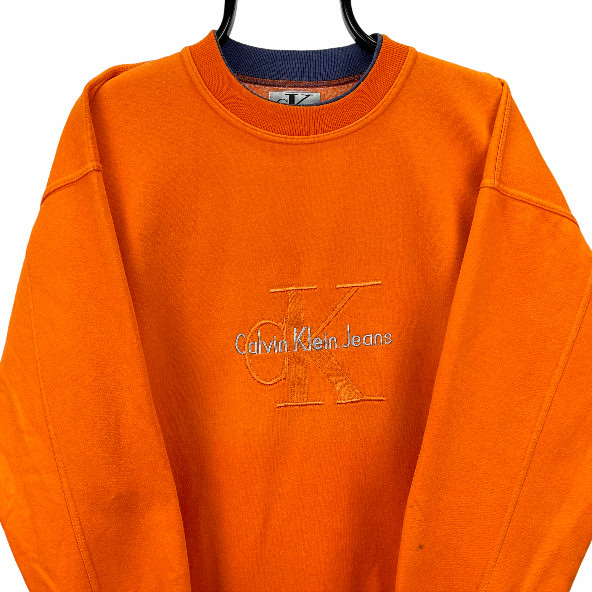 Vintage 90s Calvin Klein Spellout Sweatshirt in Orange - Men's Large/Women's XL