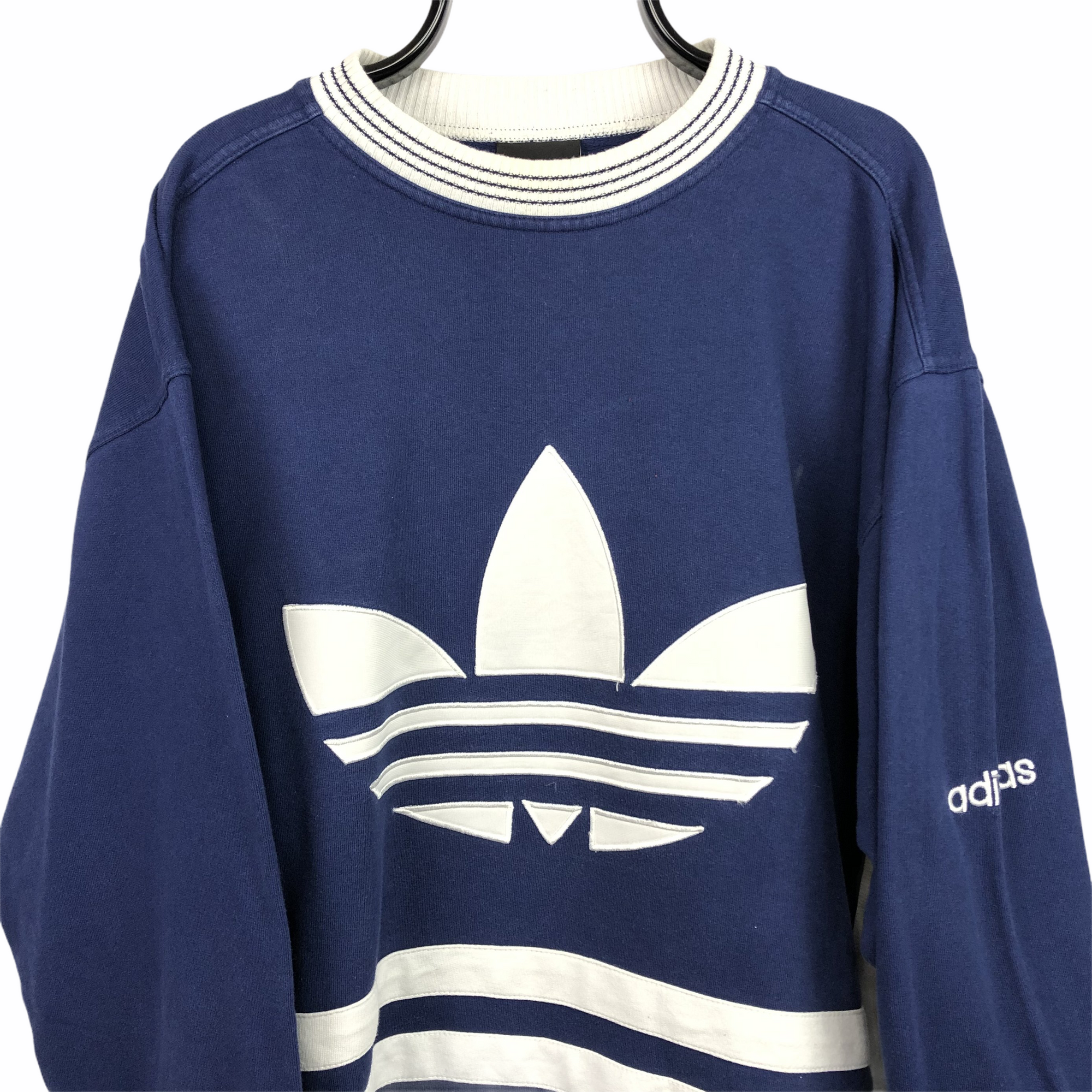 Vintage 90s Adidas Big Logo Sweatshirt in Navy/White - Men's XL/Women's XXL