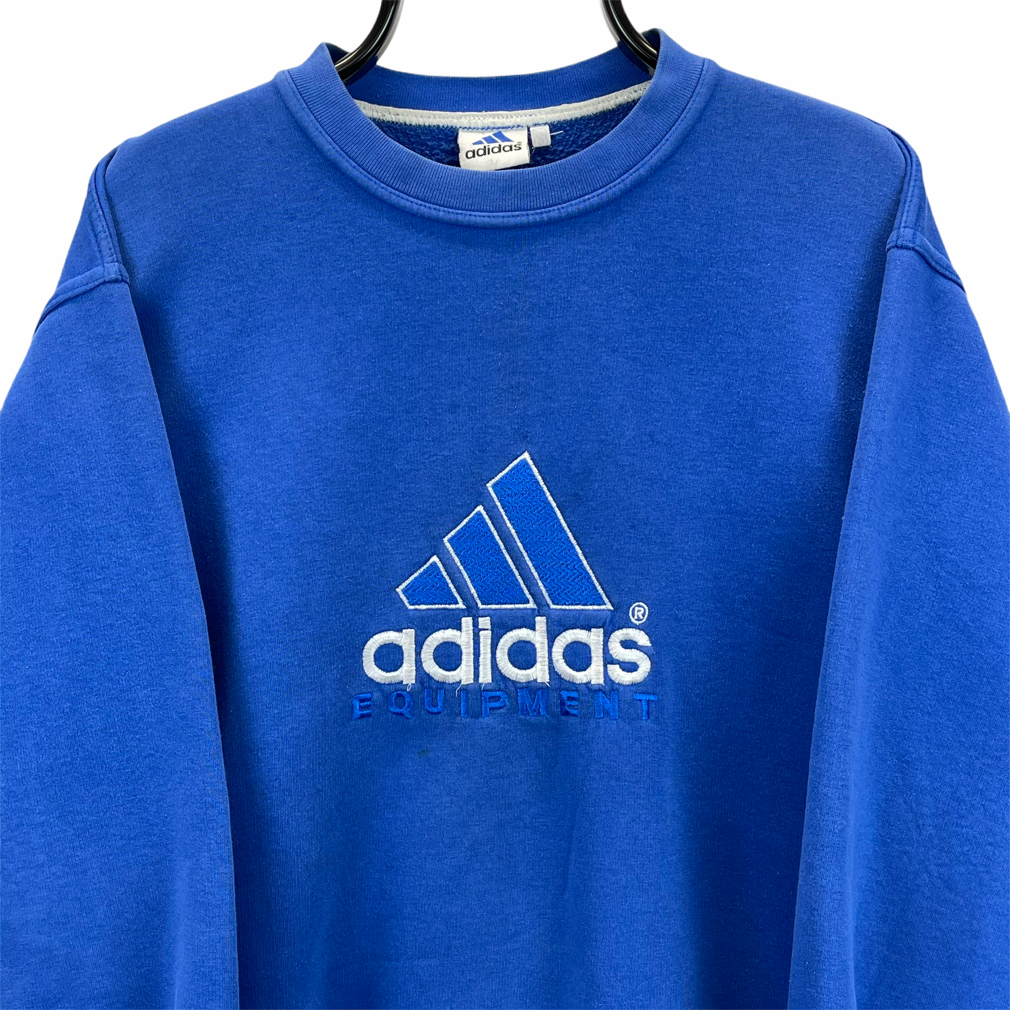 Vintage 90s Adidas Equipment Spellout Sweatshirt in Blue - Men's Medium/Women's Large