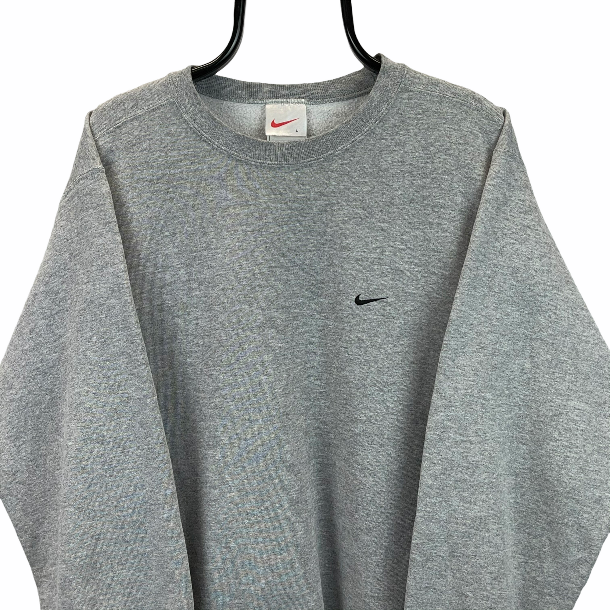 Vintage 90s Nike Embroidered Small Swoosh Sweatshirt in Grey - Men's Large/Women's XL