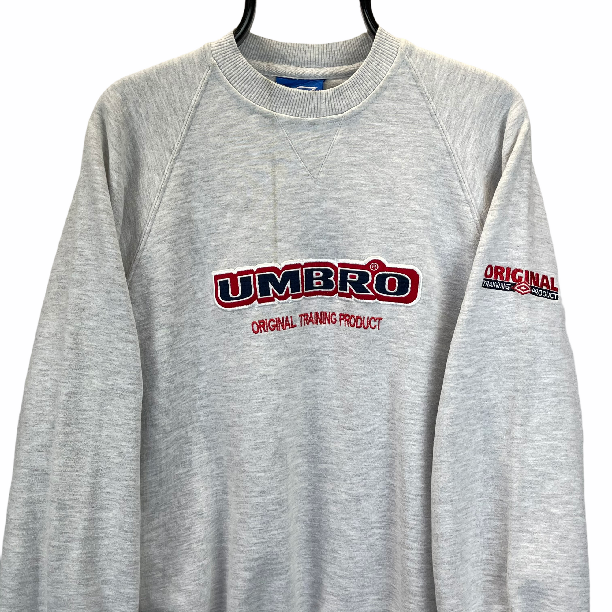 Vintage 90s Umbro Spellout Sweatshirt in Grey, Red & Navy - Men's Large/Women's XL