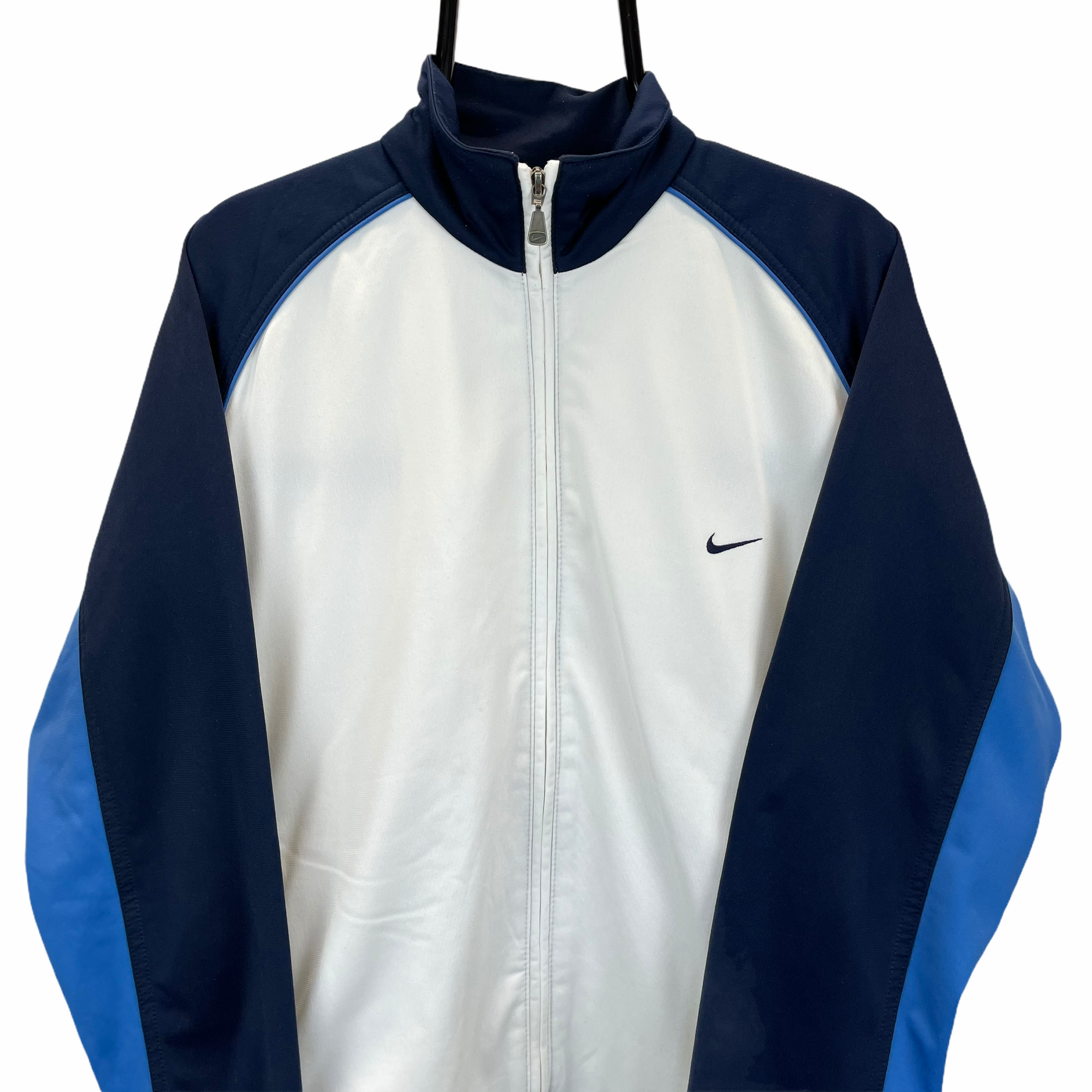 VINTAGE NIKE TRACK JACKET IN NAVY, BLUE & WHITE - MEN'S LARGE/WOMEN'S XL