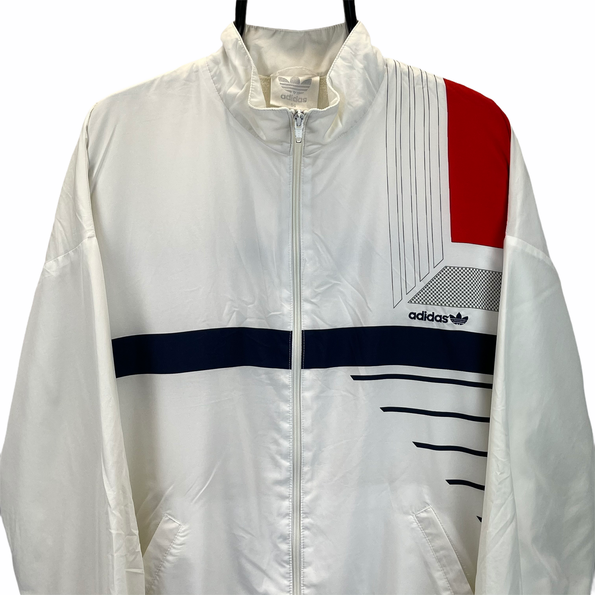 Vintage 90s Adidas Track Jacket in White, Red & Navy - Men's XL/Women's XXL