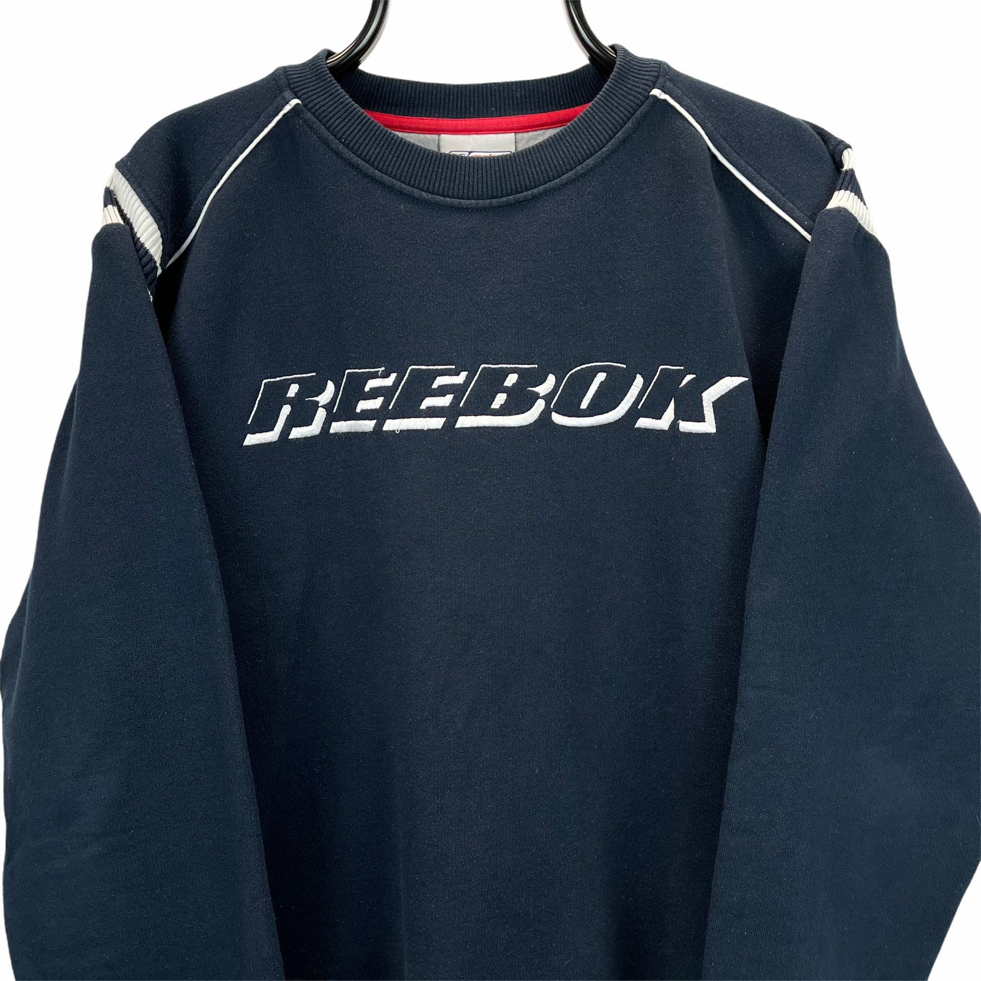 Vintage Reebok Spellout Sweatshirt in Black & White - Men's Large/Women's XL