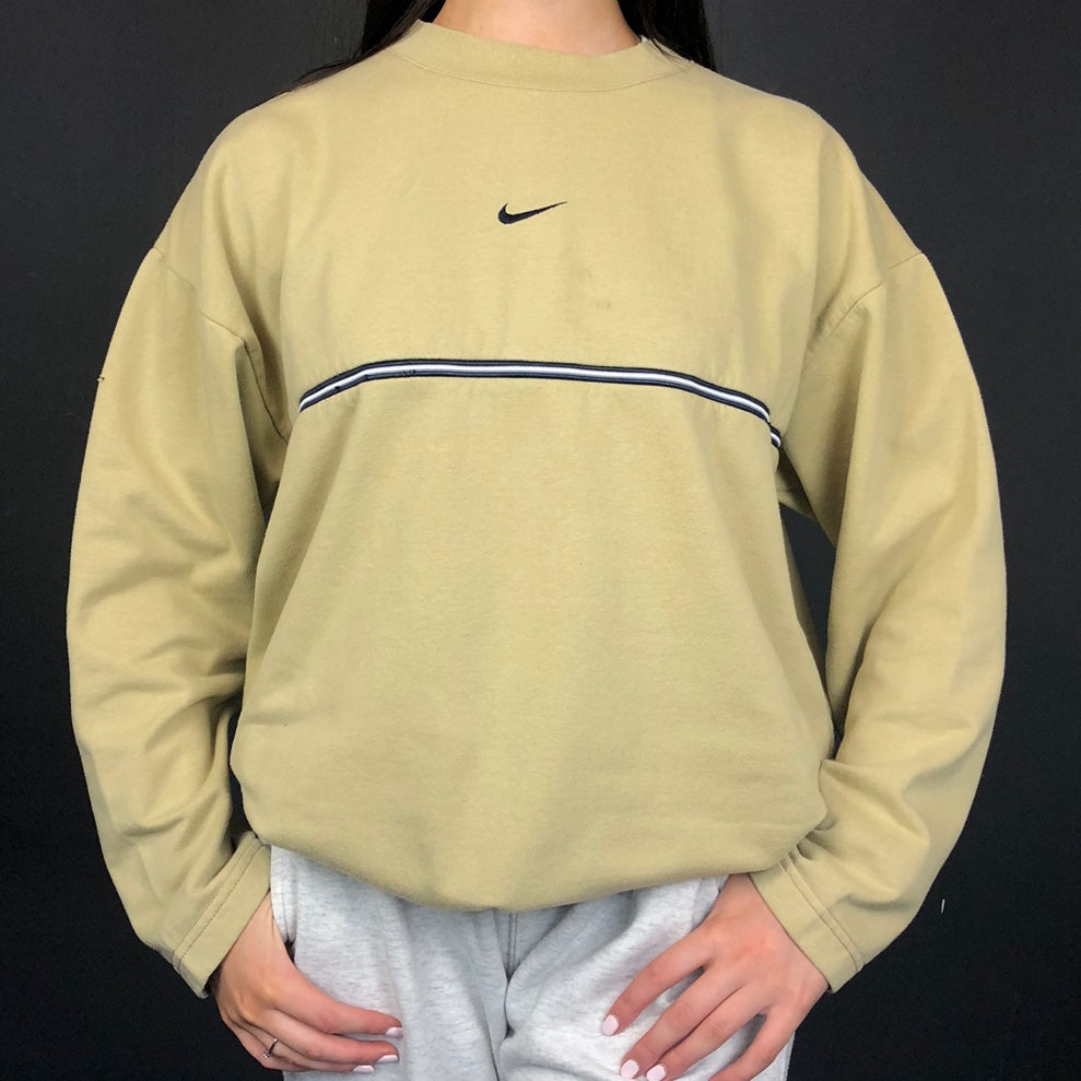Vintage Nike Sweatshirt with Embroidered Centre Swoosh in Sand