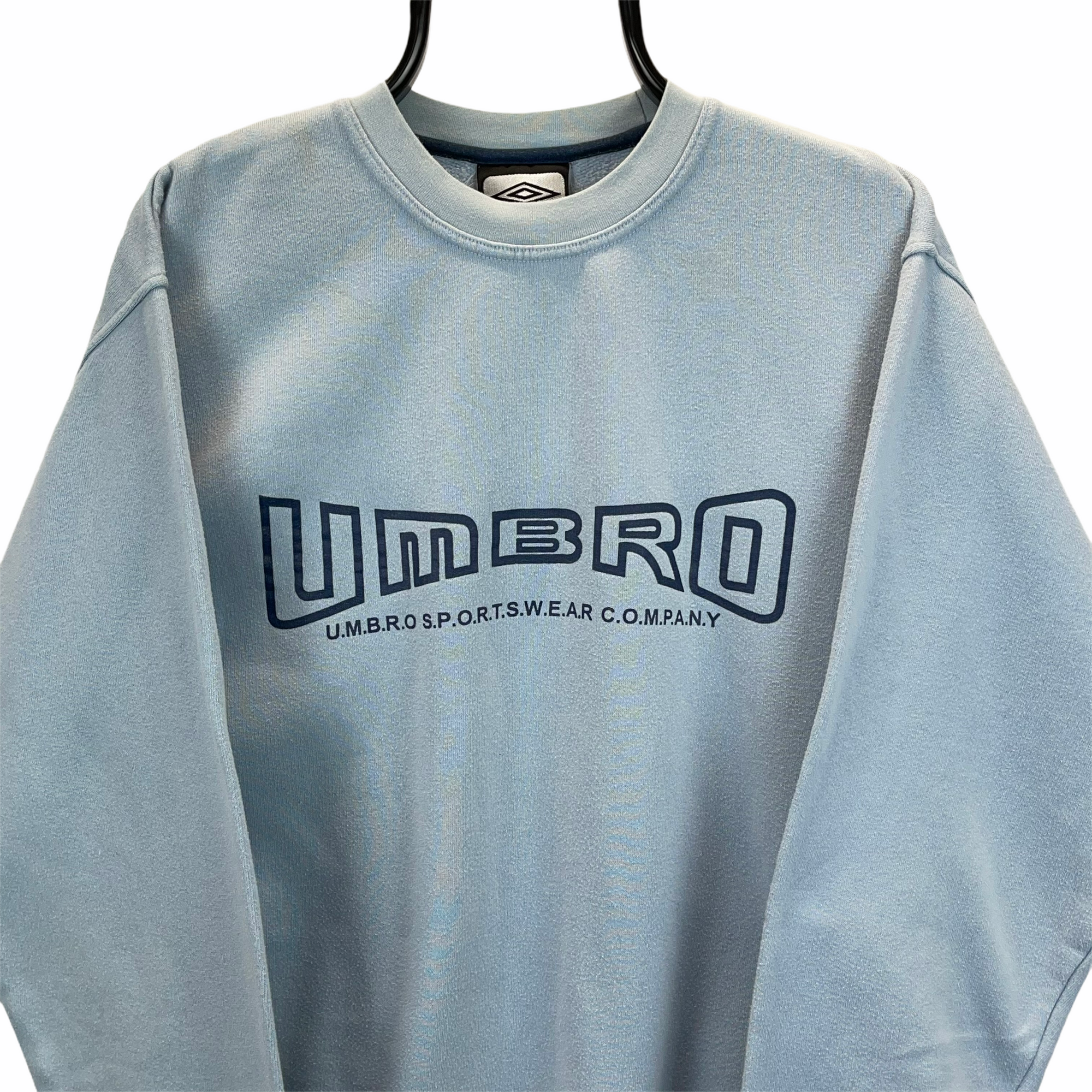 Vintage Umbro Spellout Sweatshirt in Duck Egg Blue - Men's Large/Women's XL