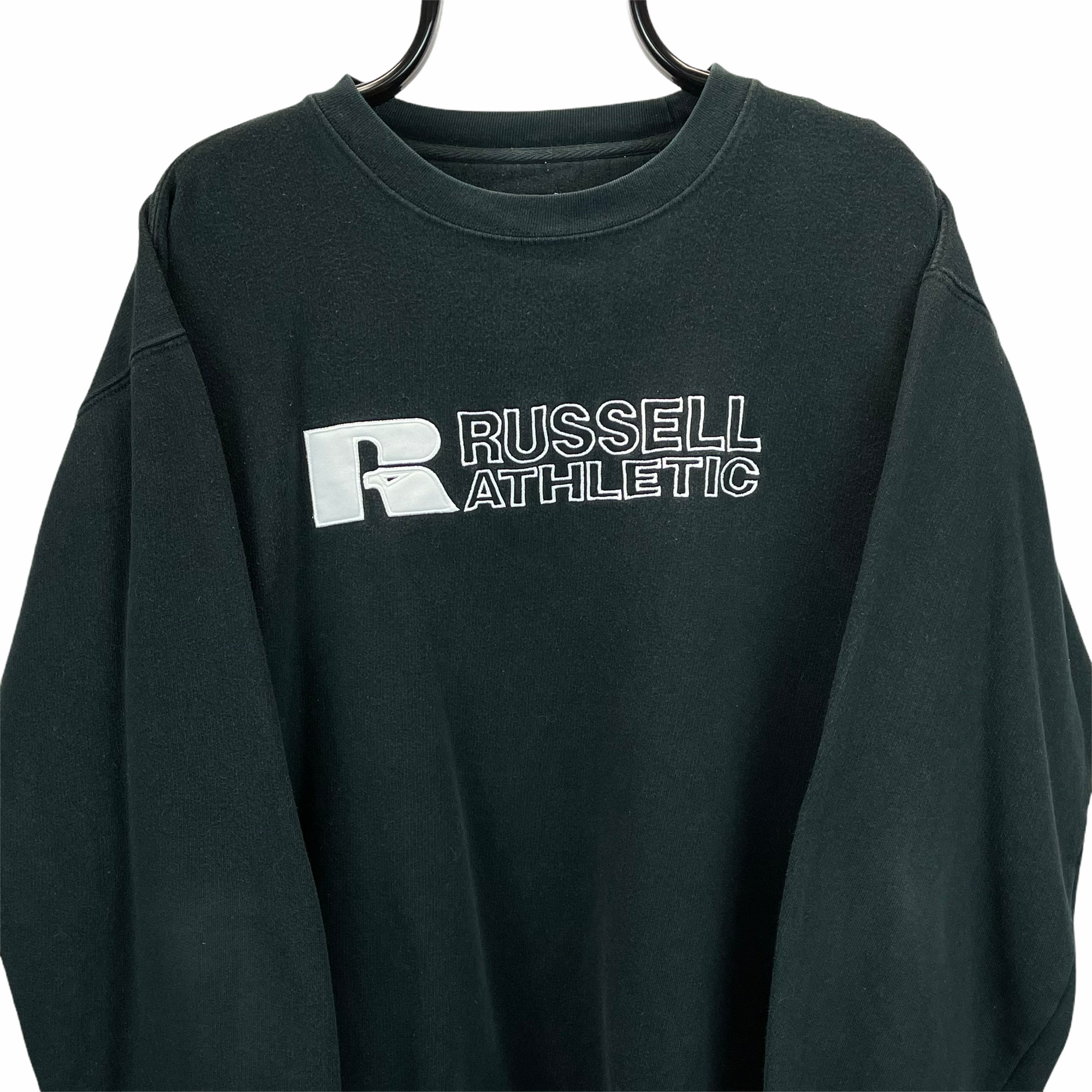 Vintage Russell Athletic Spellout Sweatshirt in Black & White - Men's XL/Women's XXL