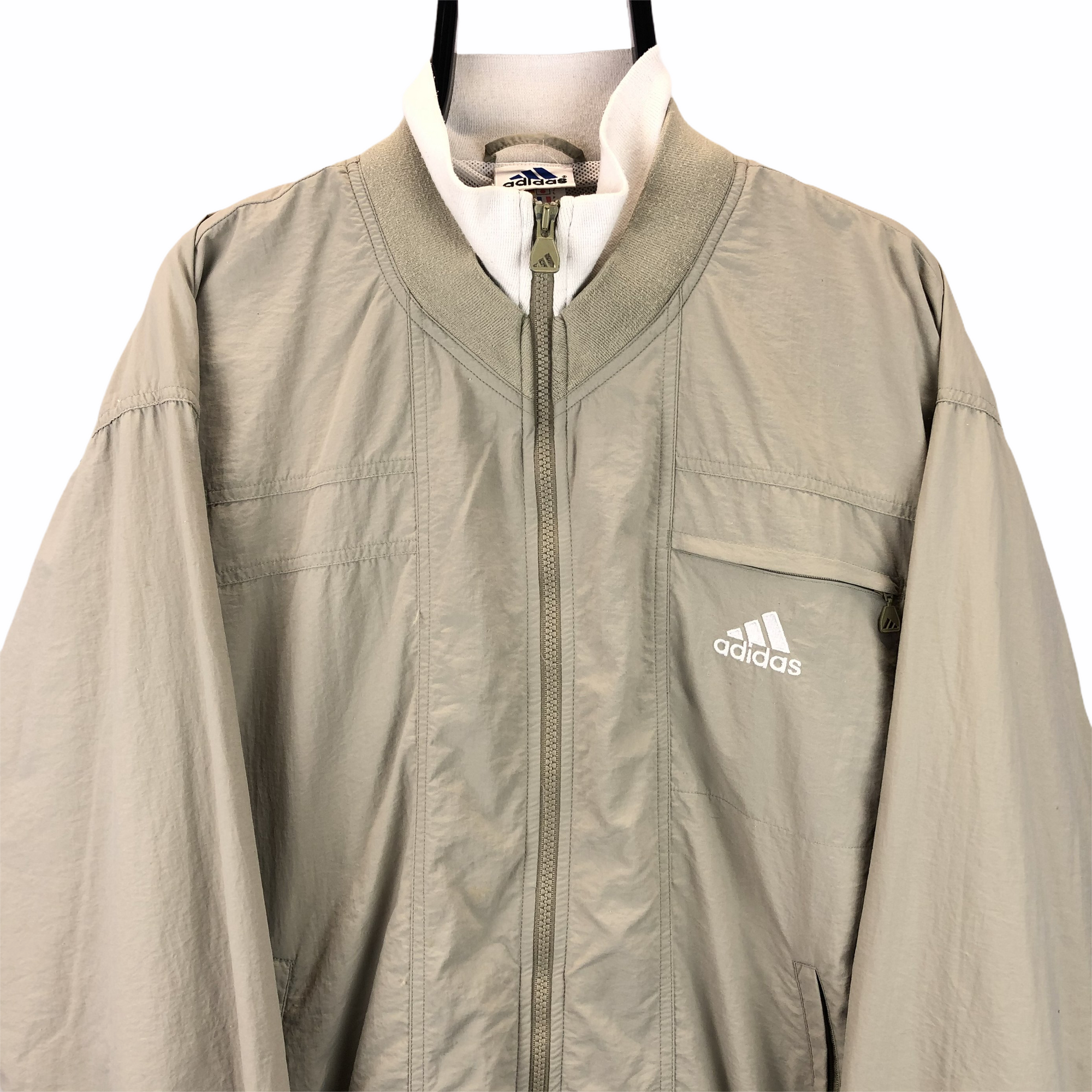 Vintage 90s Adidas Track Jacket in Beige - Men's Large/Women's XL