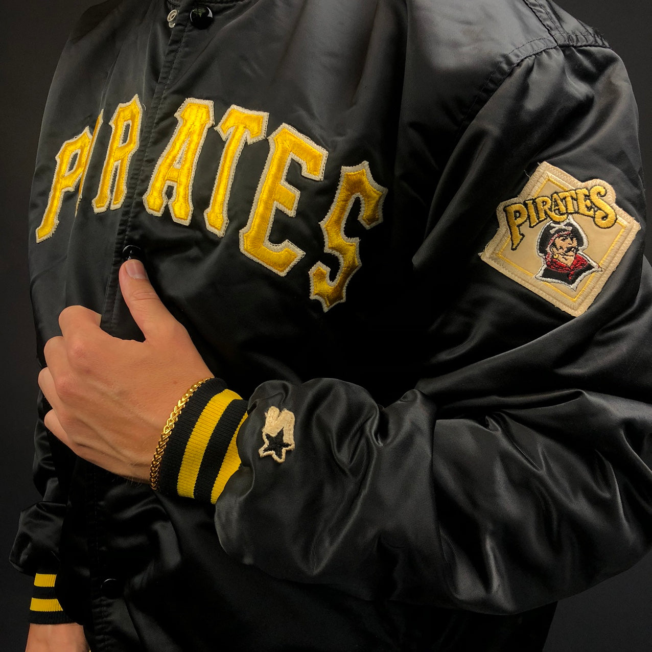 Vintage Pittsburgh Pirates Starter Bomber/Baseball Jacket with Big Spellout and Logo Embroidery