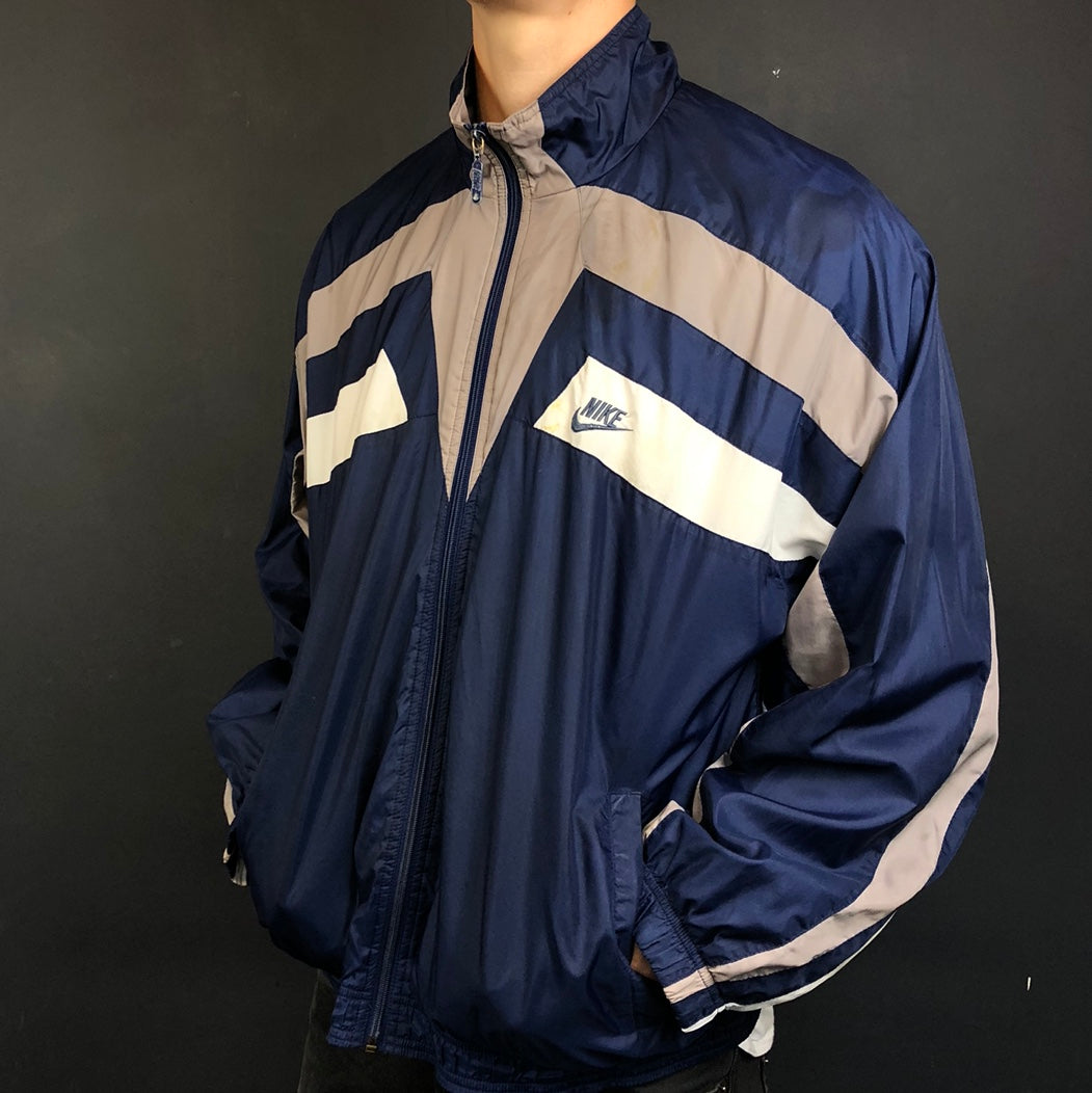 Vintage Nike Track Jacket/Shell Jacket with Huge Swoosh - Large