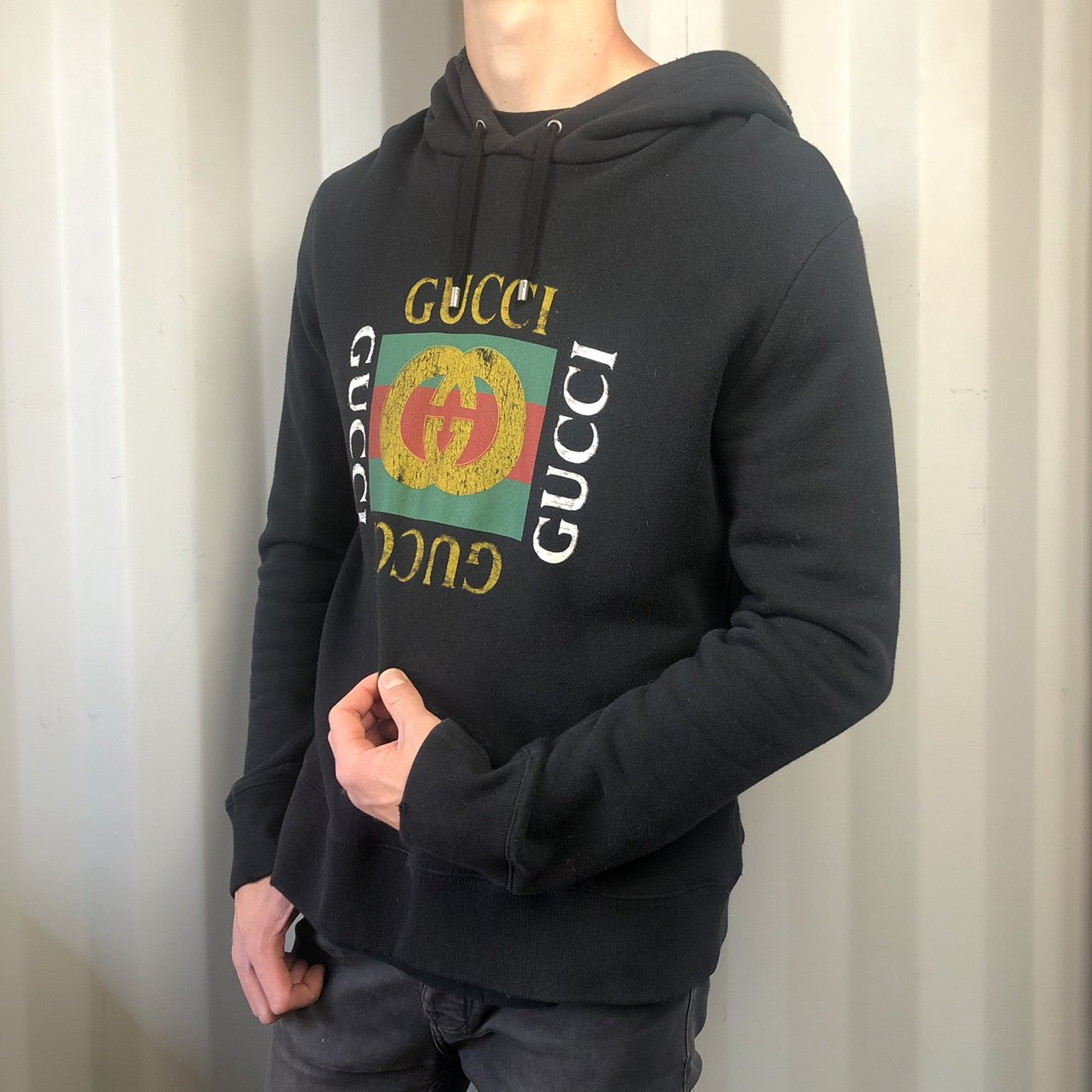 Gucci Distressed Logo Hoodie - Vintique Clothing