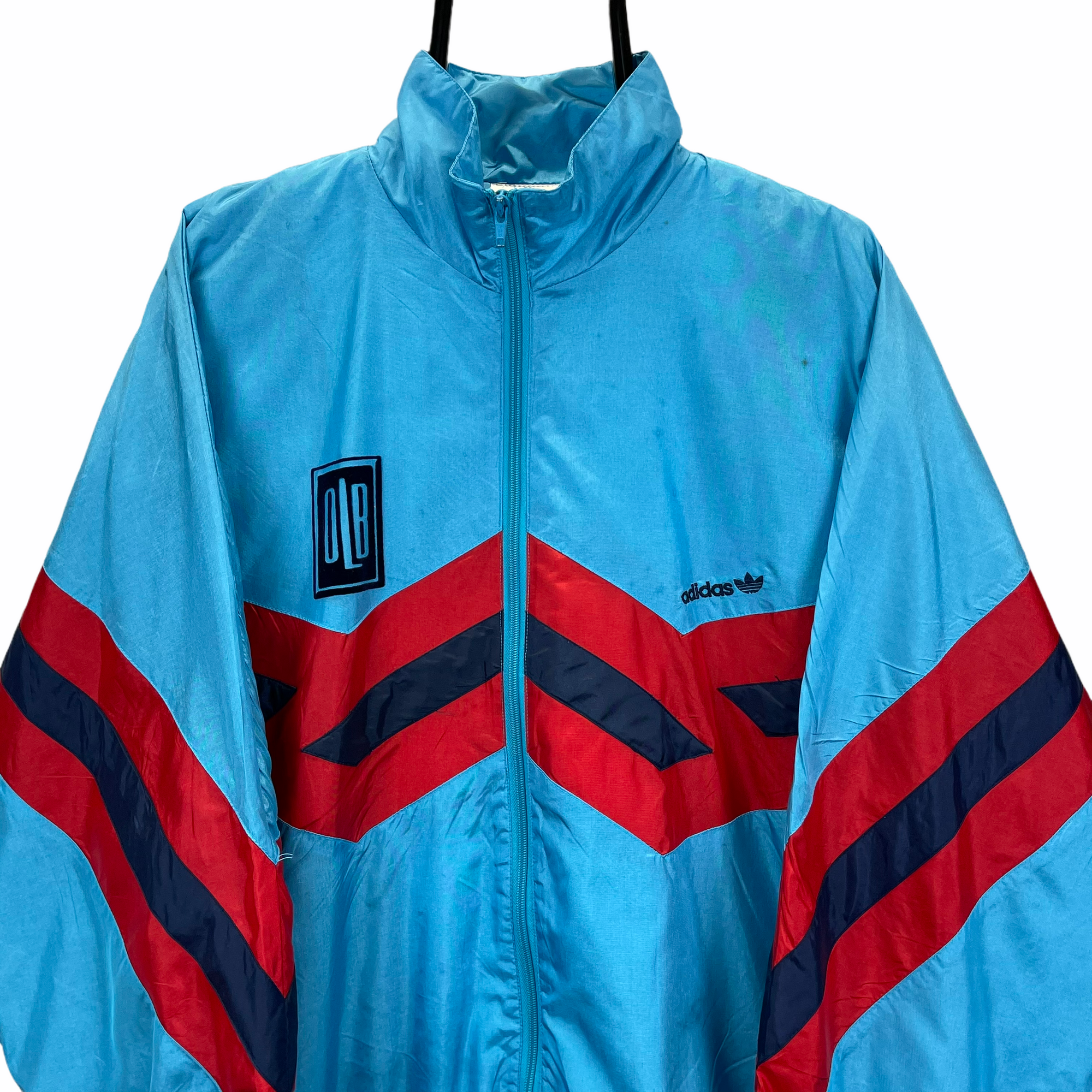 VINTAGE 90S ADIDAS TRACK JACKET IN BLUE, RED & NAVY - MEN'S XXL/WOMEN'S XXXL