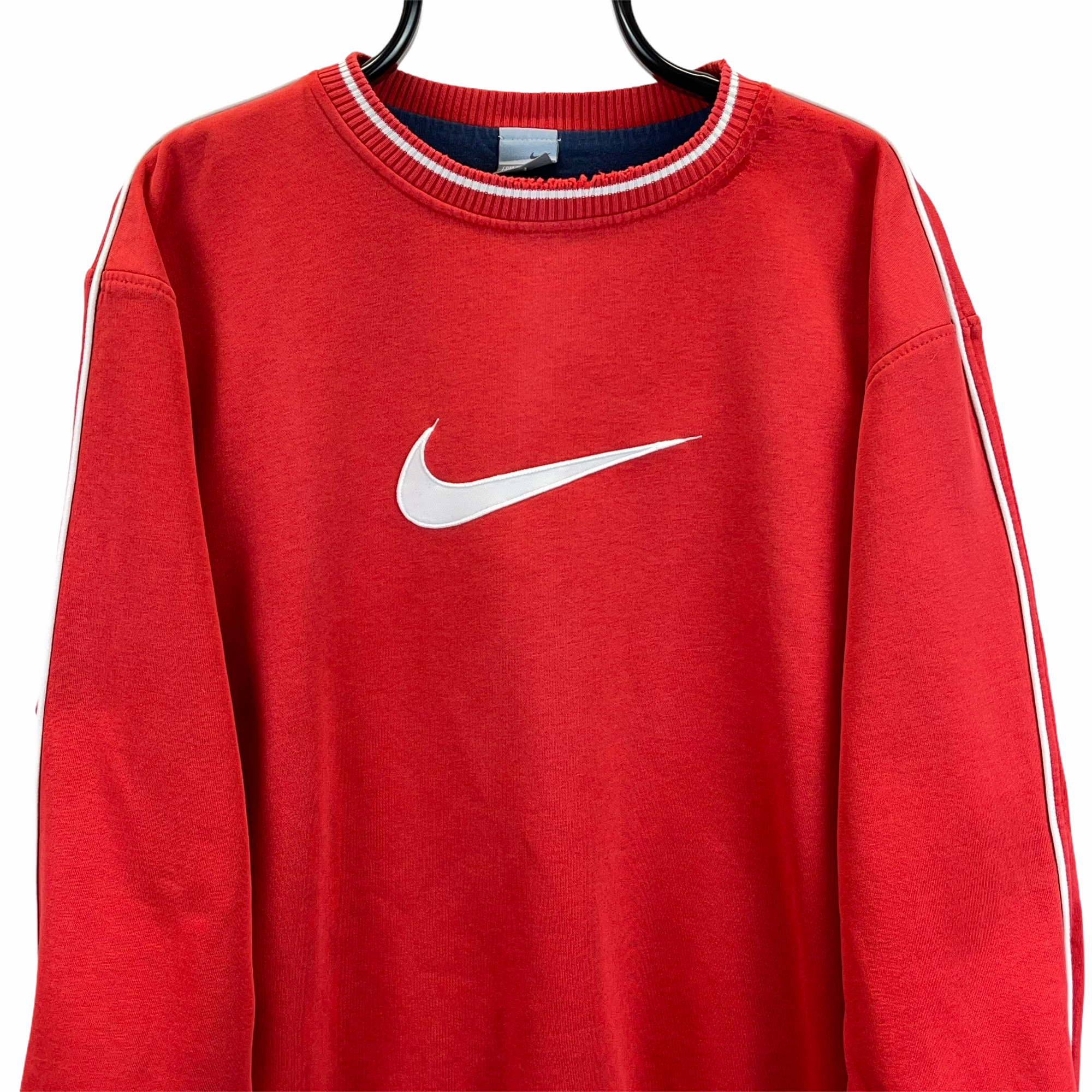 Vintage Nike Big Swoosh Sweatshirt in Red - Men's Large/Women's XL