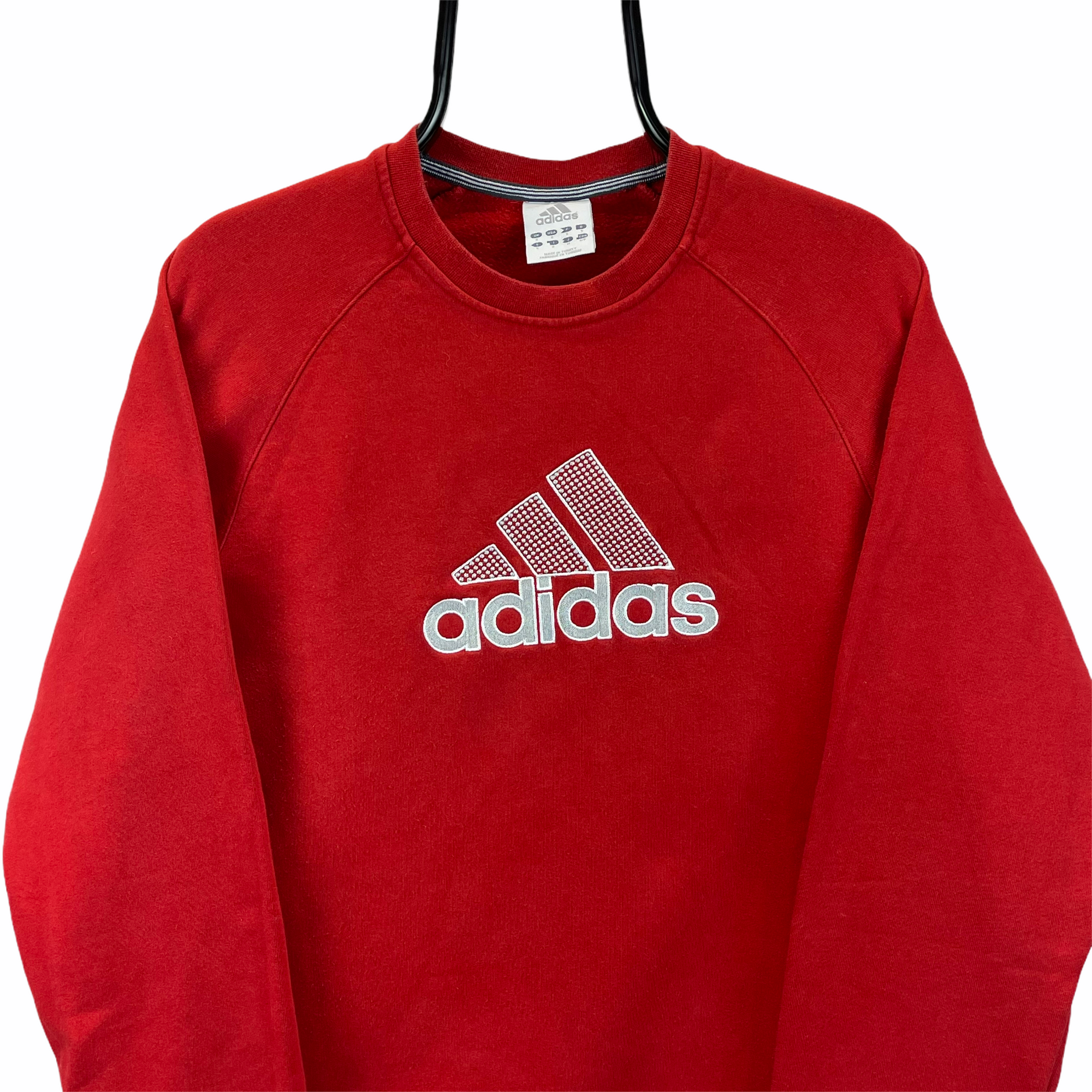 Vintage Adidas Spellout Sweatshirt in Red - Men's Small/Women's Medium